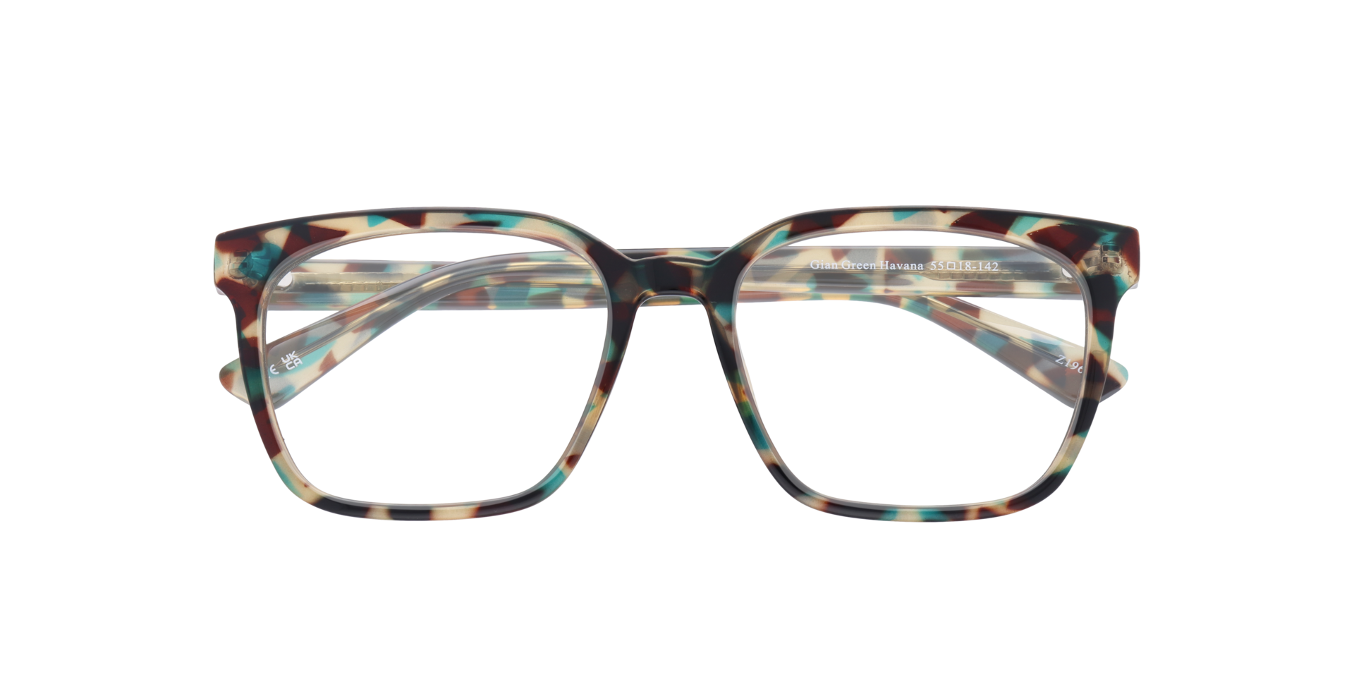 Gian Green Havana PlasticEyeglass Frames for Glasses Direct, Closed View