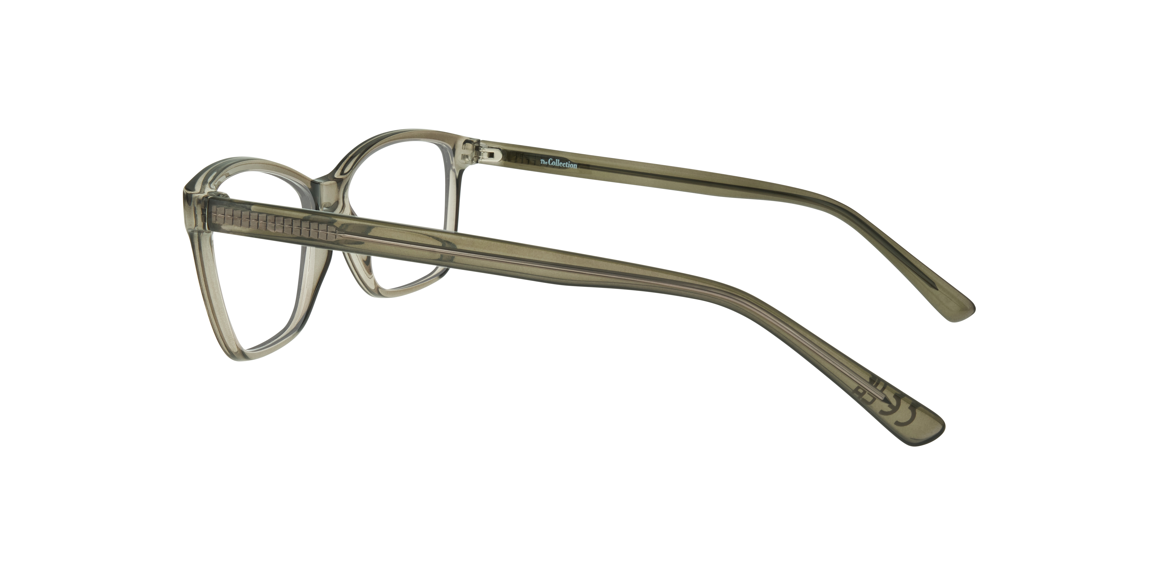 Kara Crystal Grey PlasticEyeglass Frames for Glasses Direct, Side View