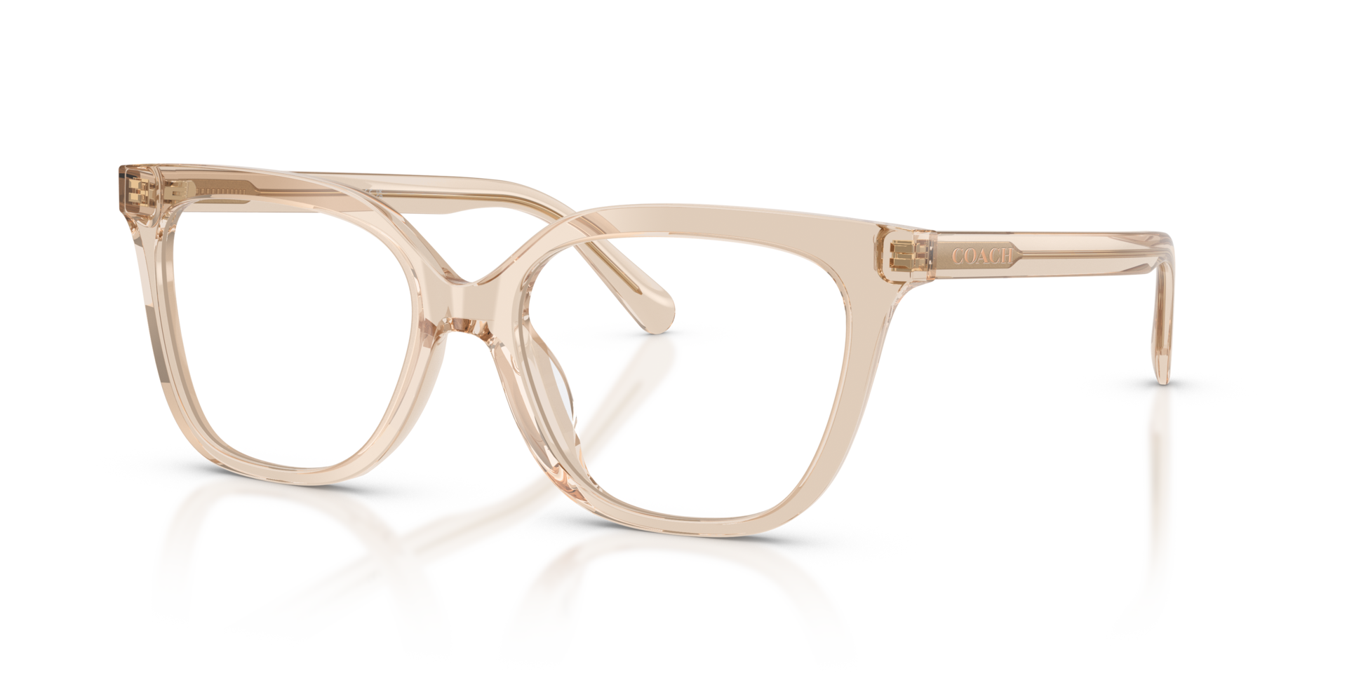 HC6302U Transparent Beige AcetateEyeglass Frames for Glasses Direct, Angle View