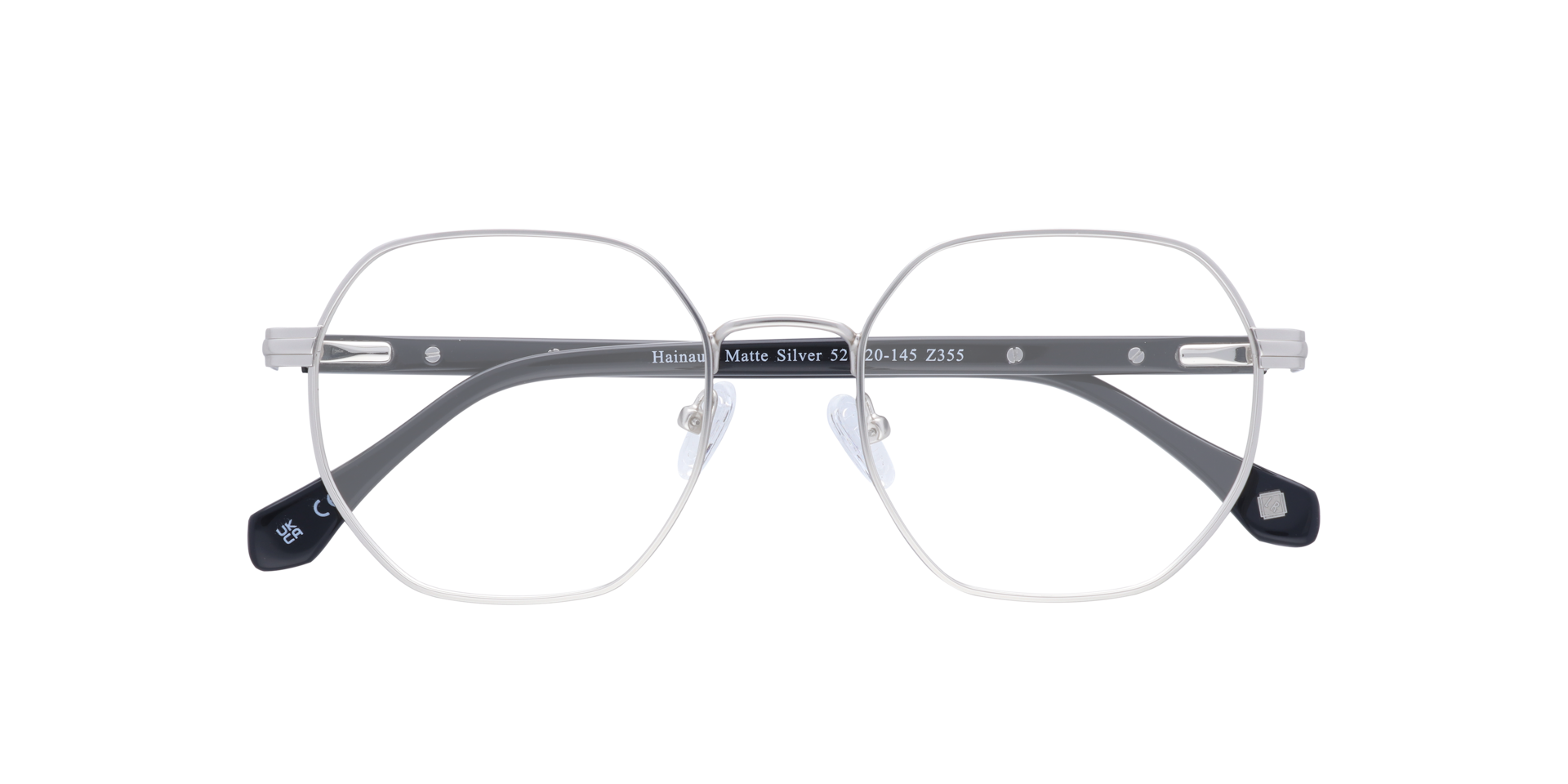 Hainault Matte Silver MetalEyeglass Frames for Glasses Direct, Closed View