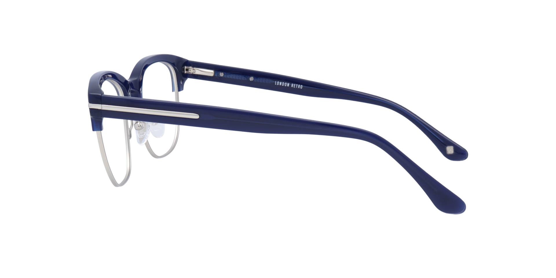 Greenford Navy Blue MetalEyeglass Frames for Glasses Direct, Side View