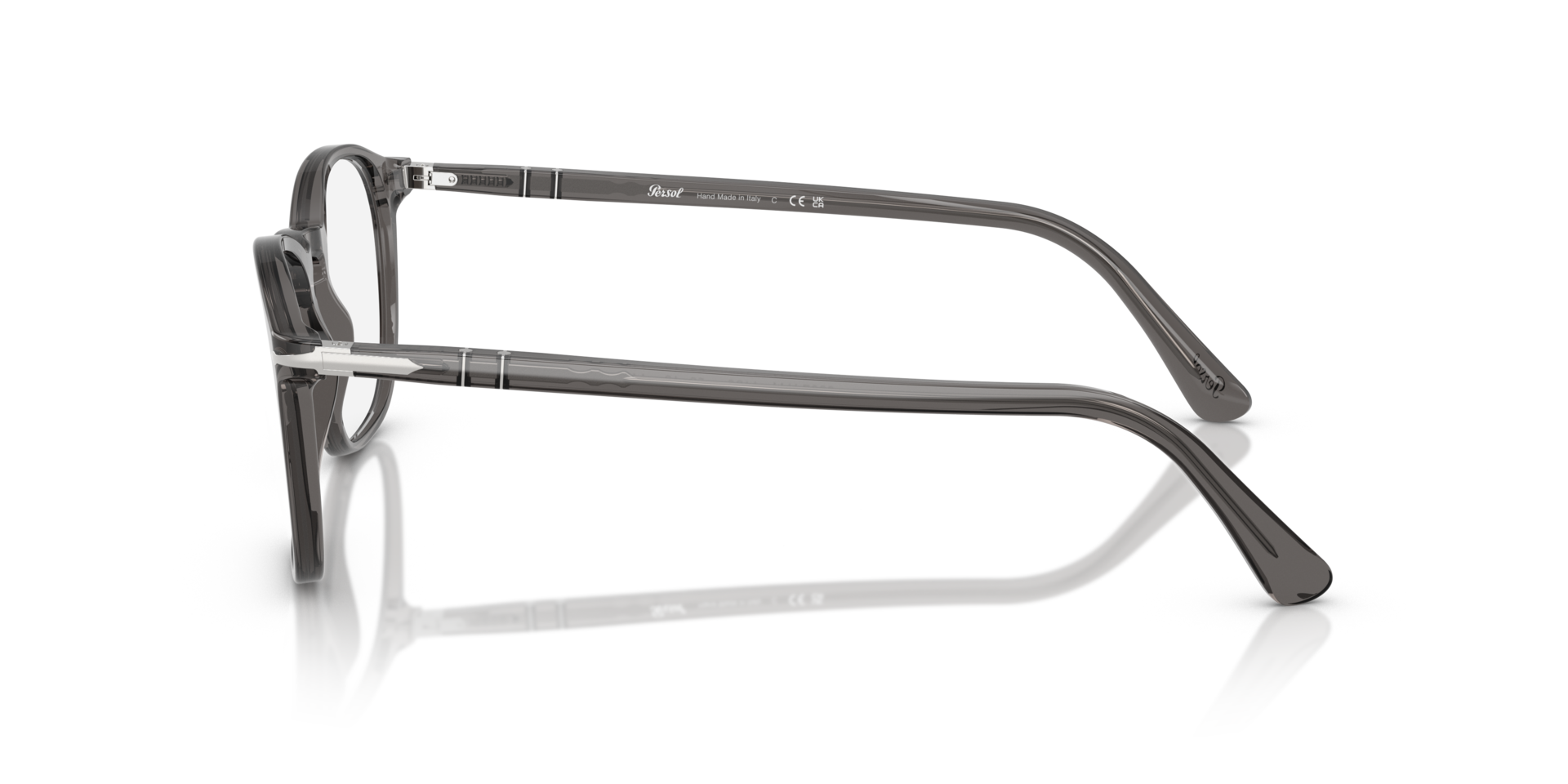 PO3007VM Transparent Grey AcetateEyeglass Frames for Glasses Direct, Side View