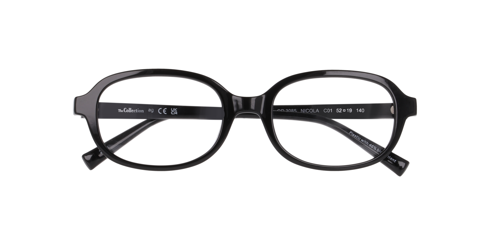 Nicola Black PlasticEyeglass Frames for Glasses Direct, Closed View
