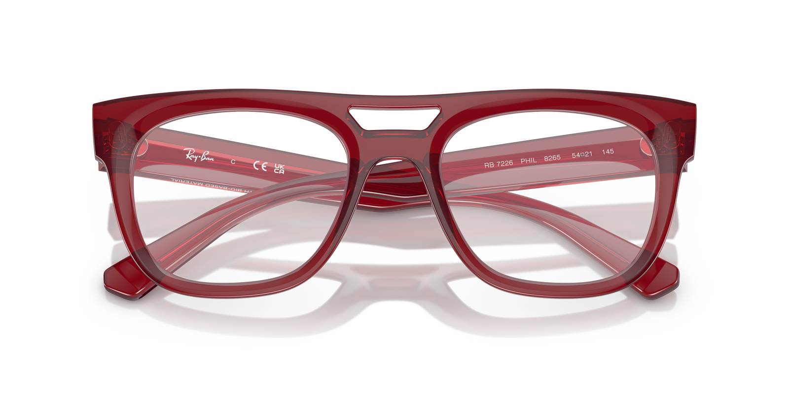 Lloyd Optics Bio-Based Transparent Red PlasticEyeglass Frames for Glasses Direct, Closed View
