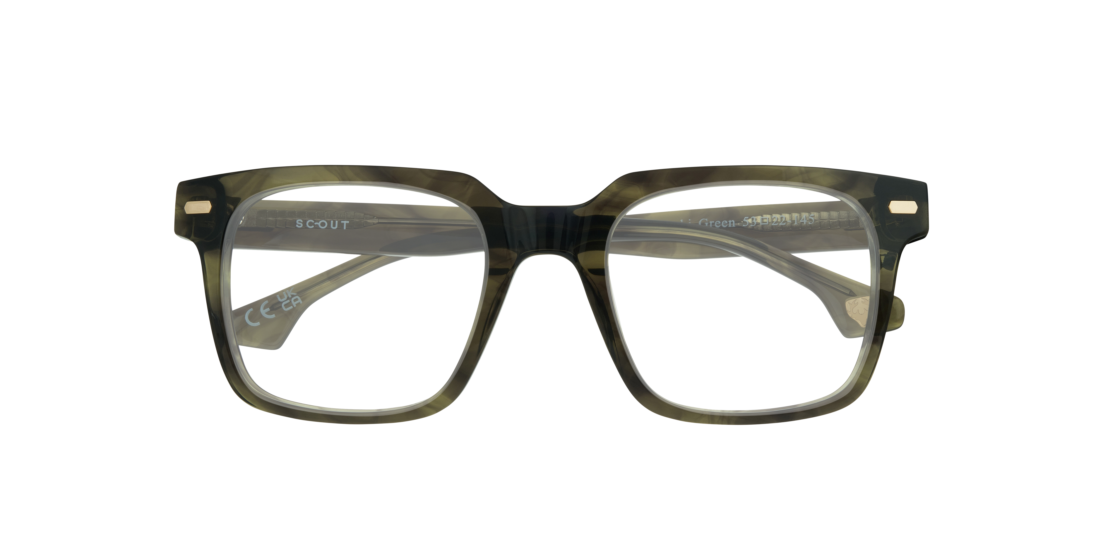 Kavon Horn Khaki Green AcetateEyeglass Frames for Glasses Direct, Closed View