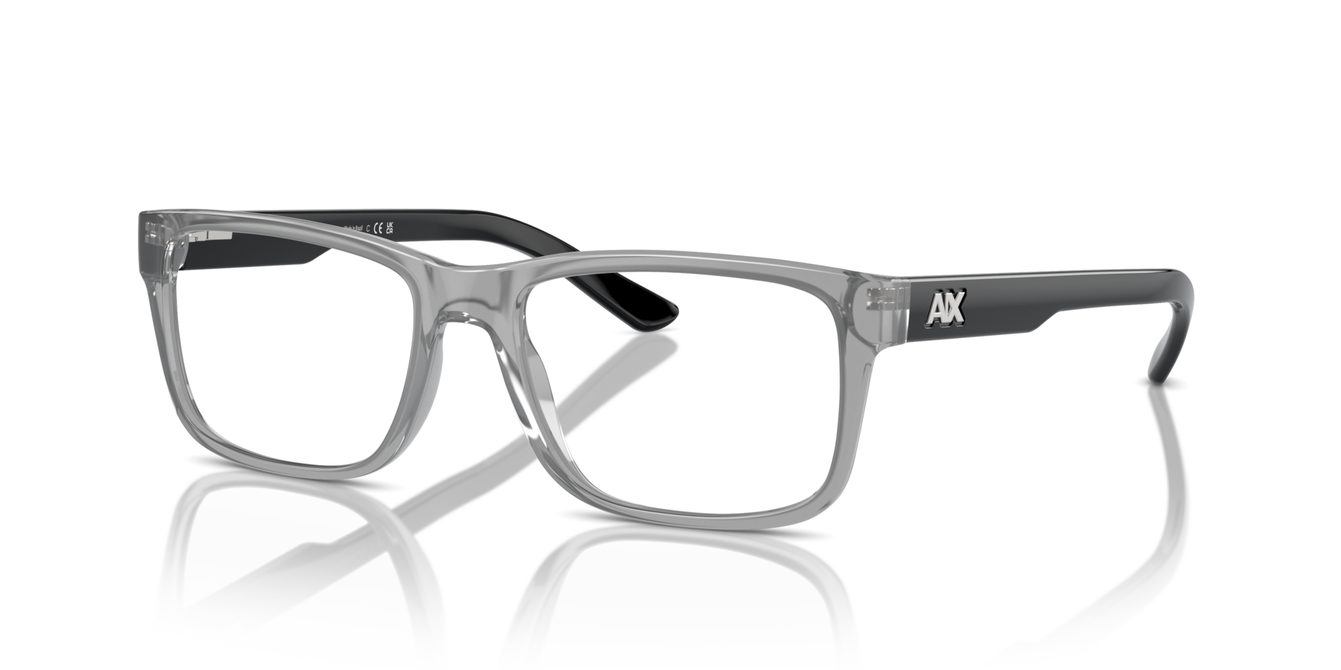AX3016 Shiny Transparent Grey PlasticEyeglass Frames for Glasses Direct, Angle View
