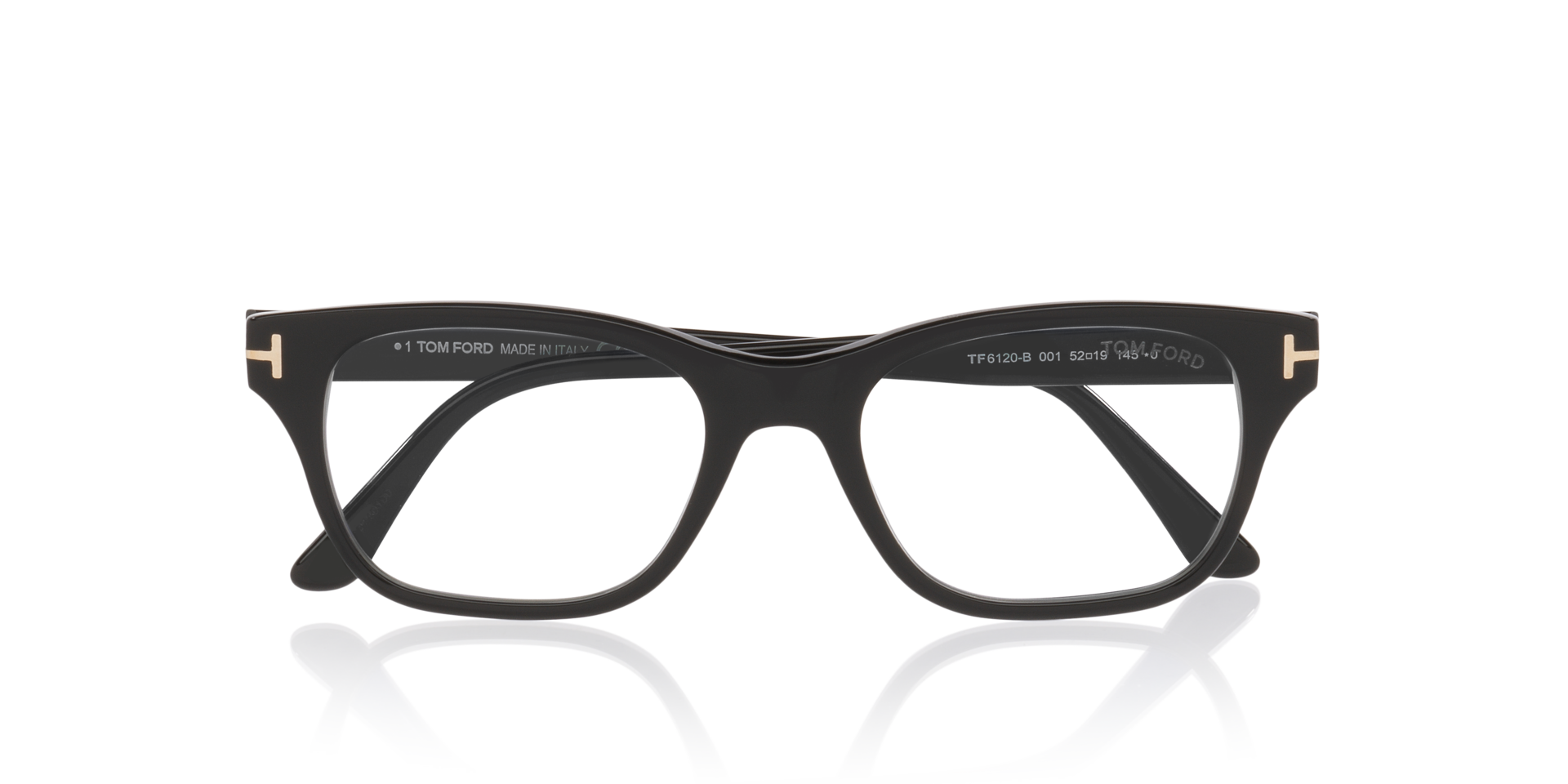 FT6120-B Black Shiny AcetateEyeglass Frames for Glasses Direct, Closed View