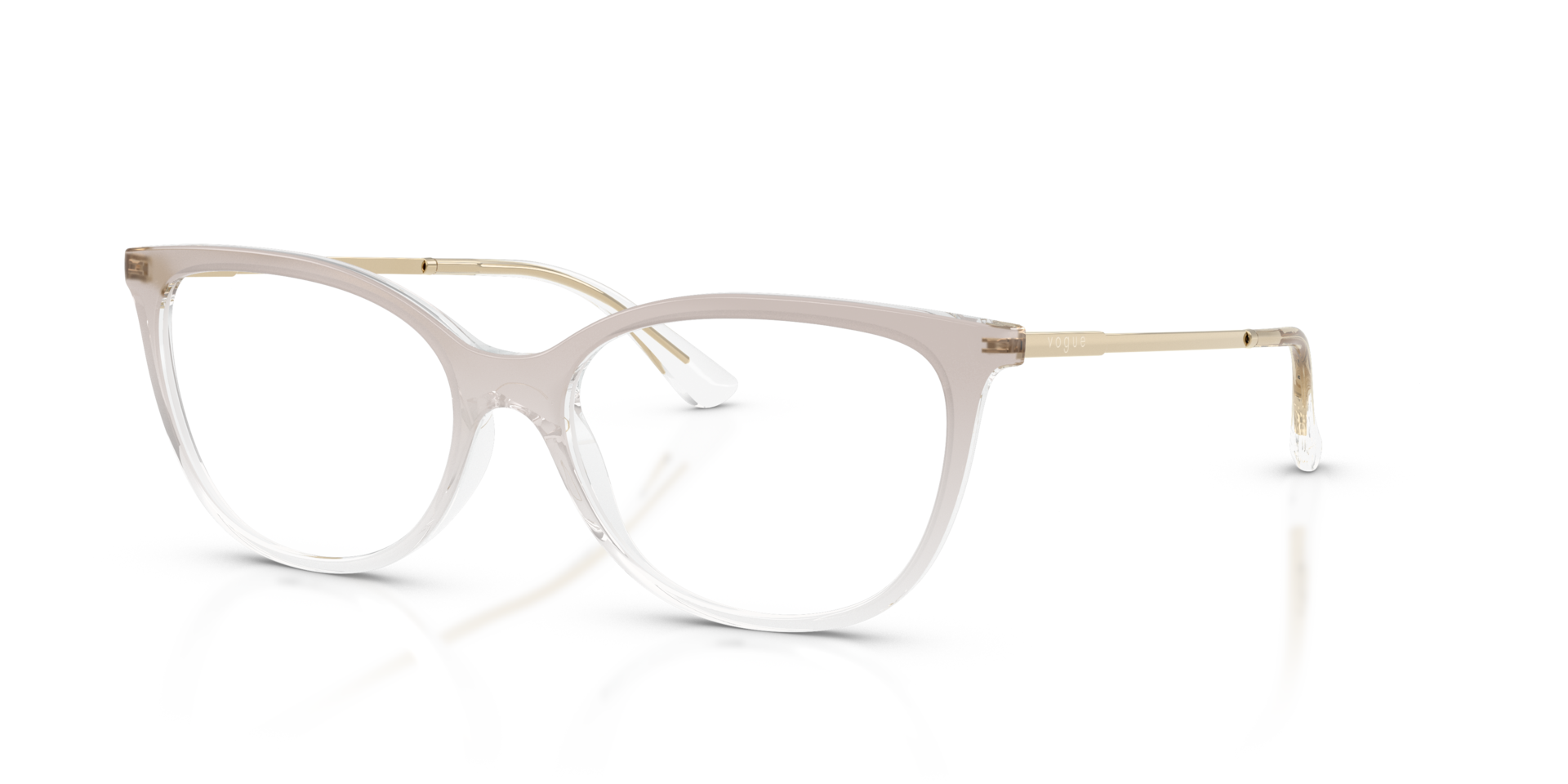 VO5673 Transparent Gradient Brown PlasticEyeglass Frames for Glasses Direct, Angle View