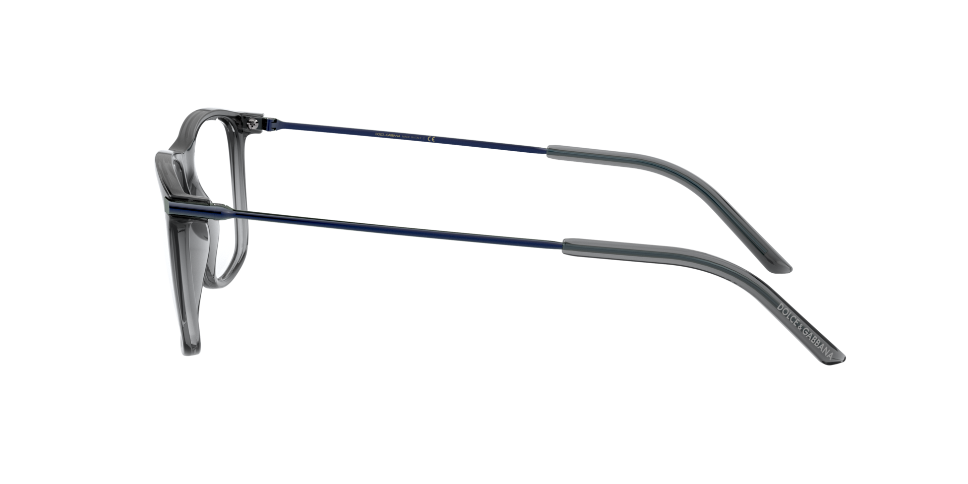 DG5048 Transparent Dark Grey PlasticEyeglass Frames for Glasses Direct, Side View
