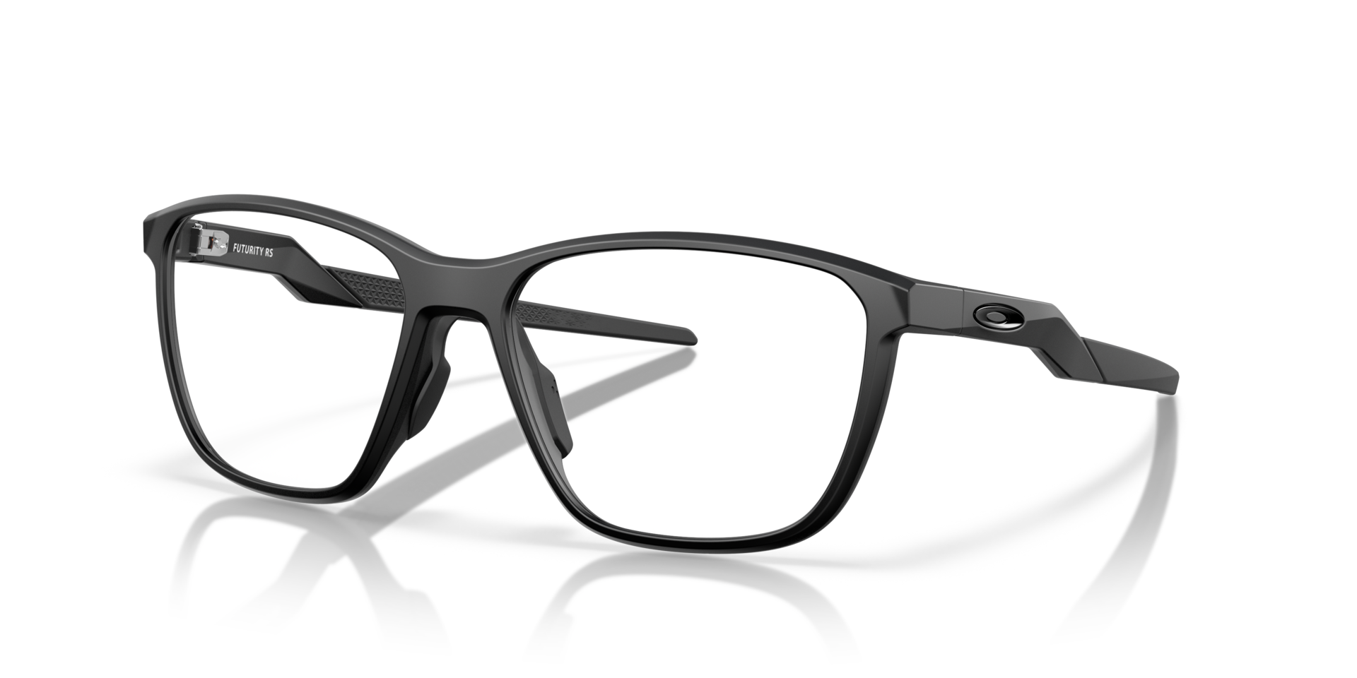Futurity RS Satin Black PlasticEyeglass Frames for Glasses Direct, Angle View
