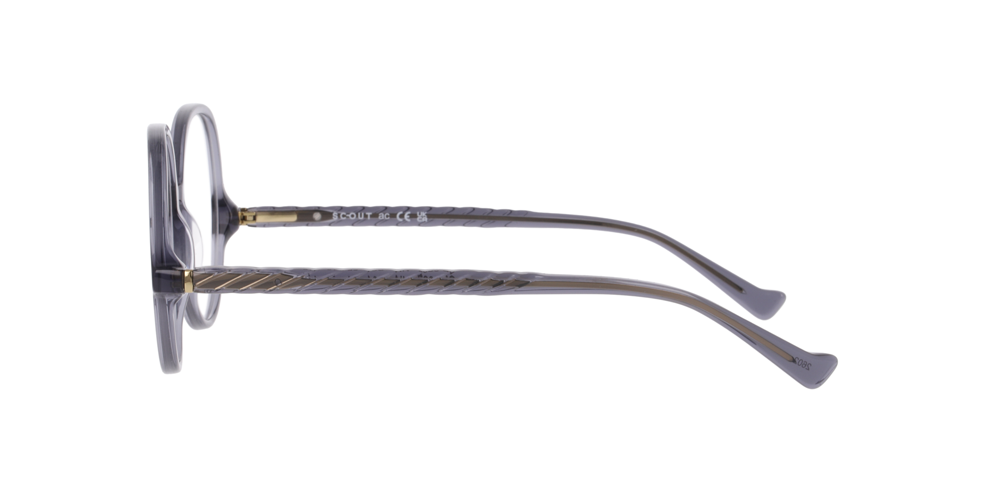 Nia Crystal Grey AcetateEyeglass Frames for Glasses Direct, Side View