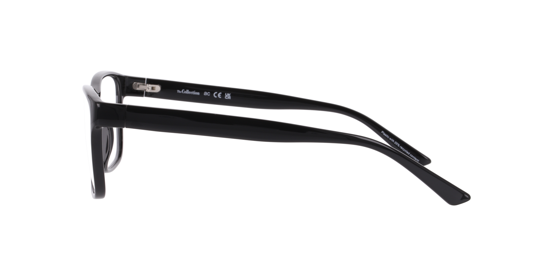 Noah Black PlasticEyeglass Frames for Glasses Direct, Side View