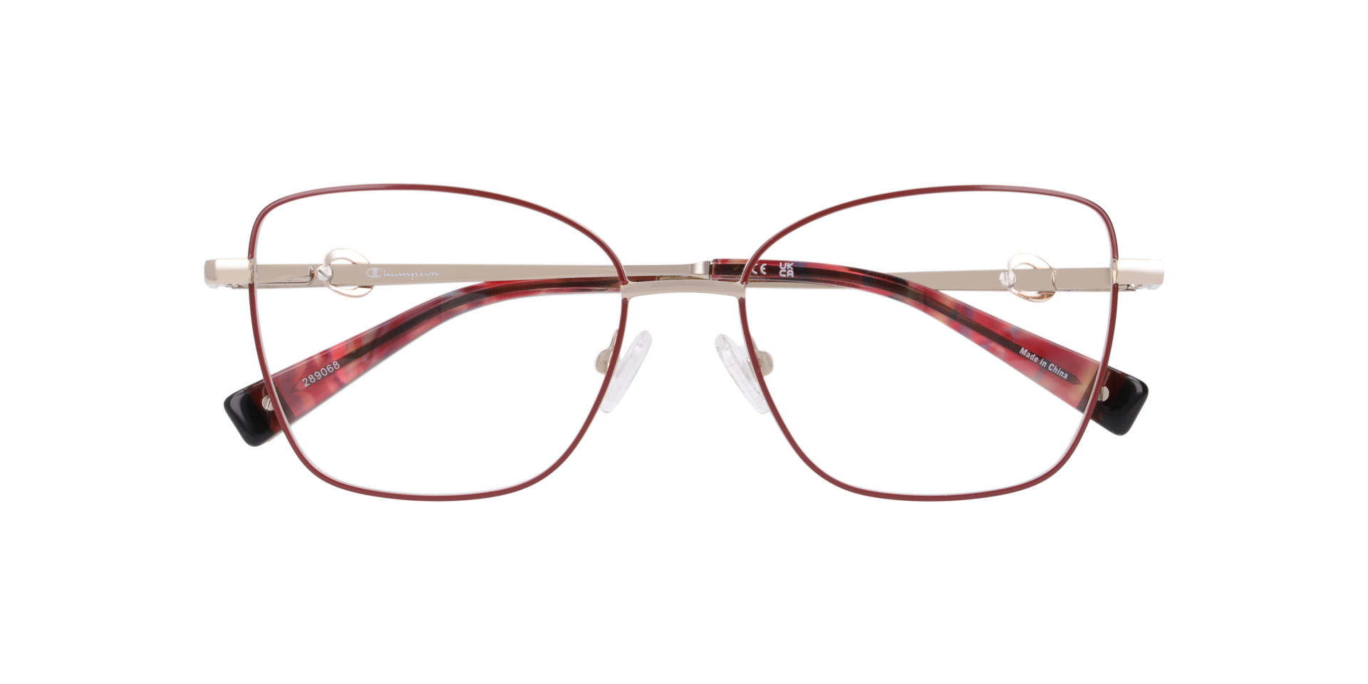 Cubea Burgundy MetalEyeglass Frames for Glasses Direct, Closed View