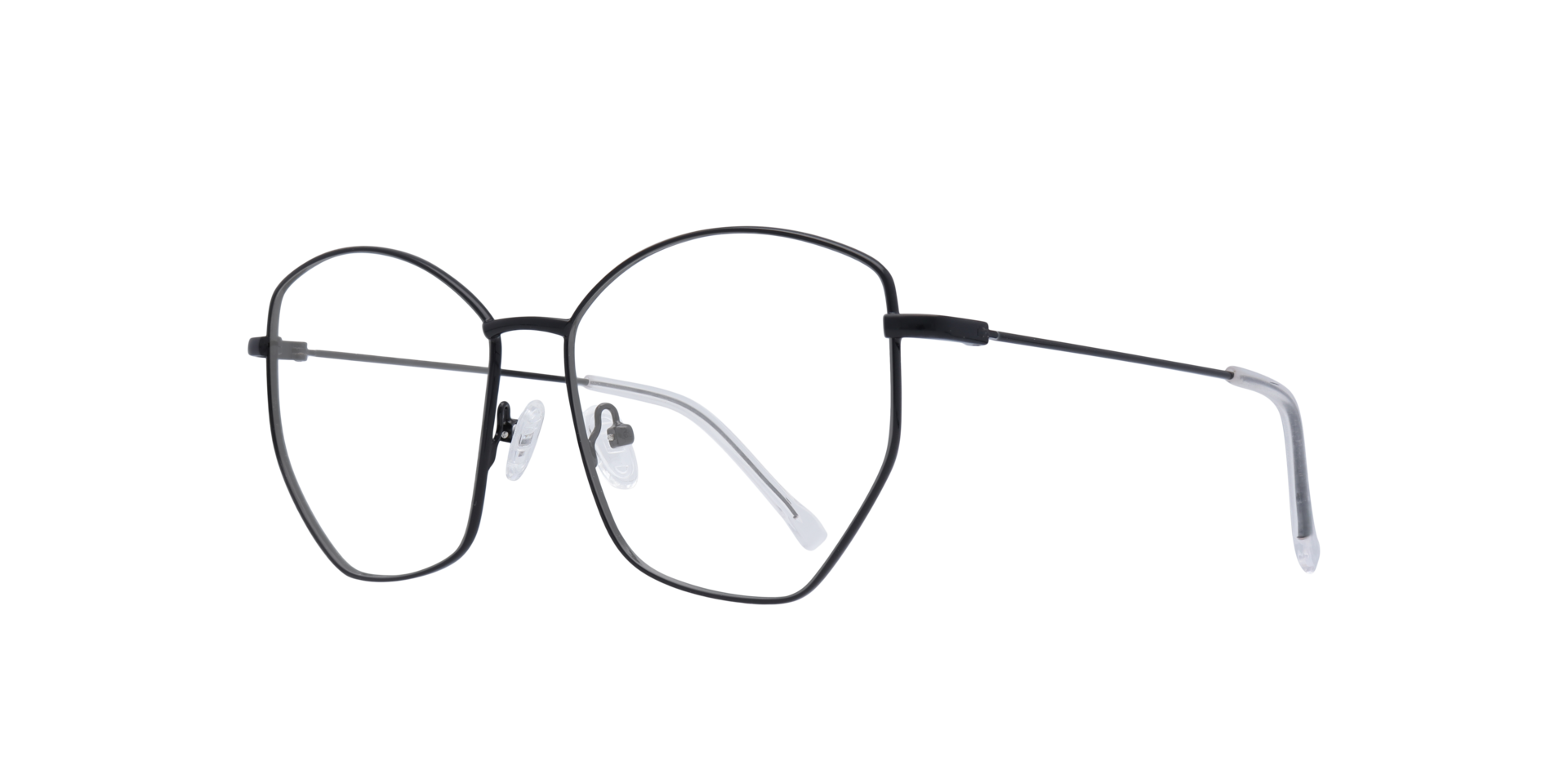 Eliza Shiny Black MetalEyeglass Frames for Glasses Direct, Angle View