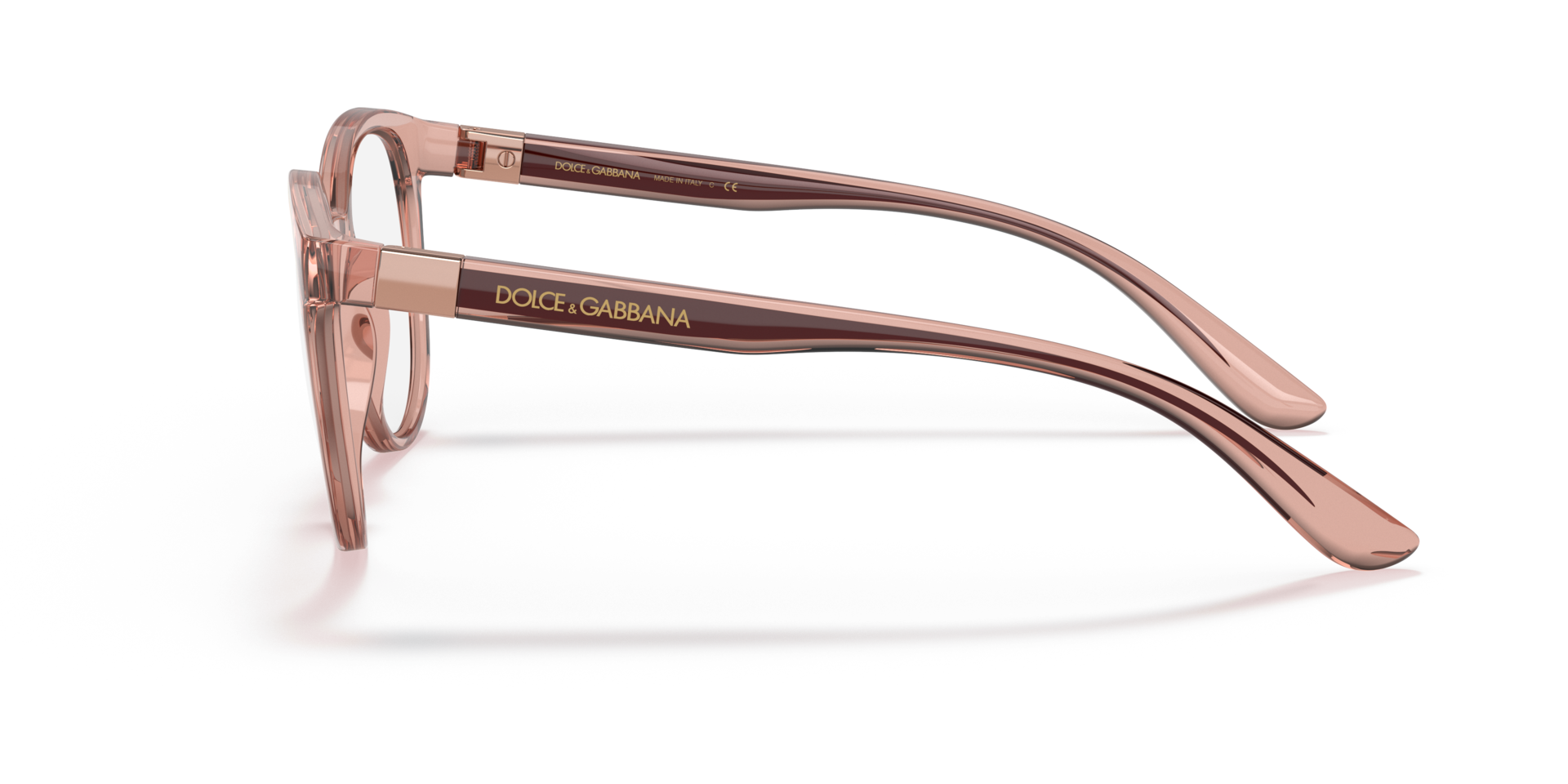 DG5083 Transparent Pink PlasticEyeglass Frames for Glasses Direct, Side View