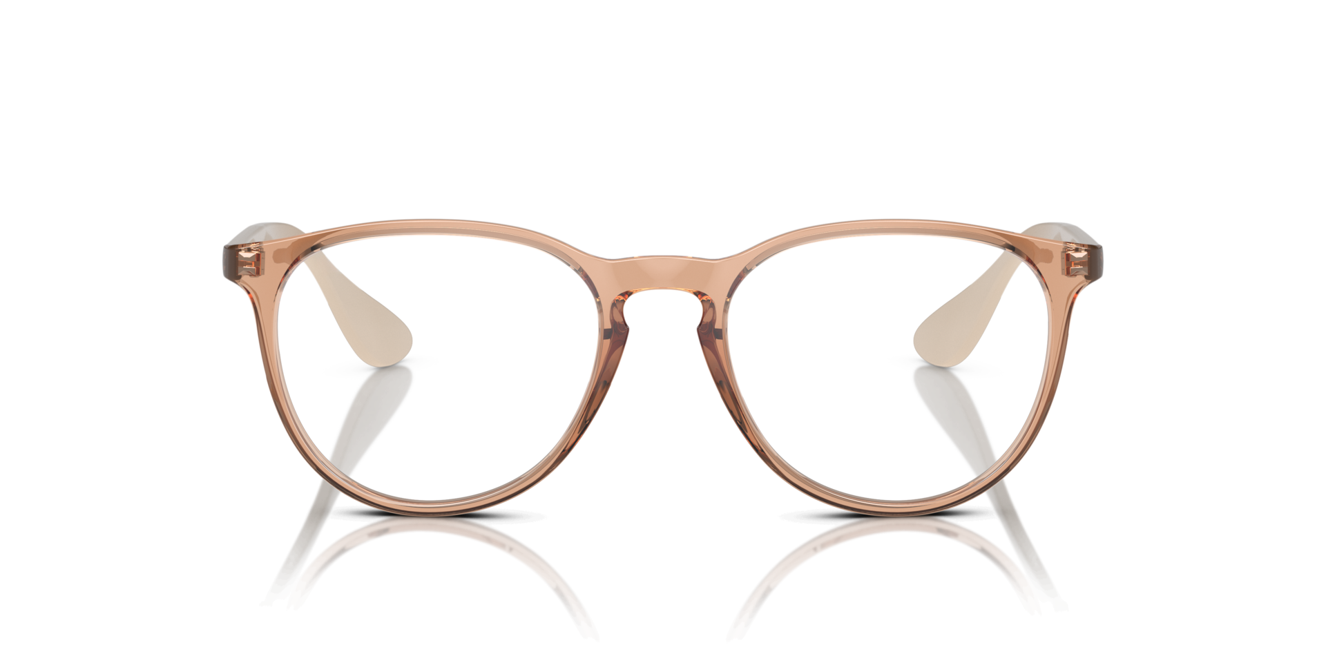 Erika Optics Transparent Brown PlasticEyeglass Frames for Glasses Direct, Front View