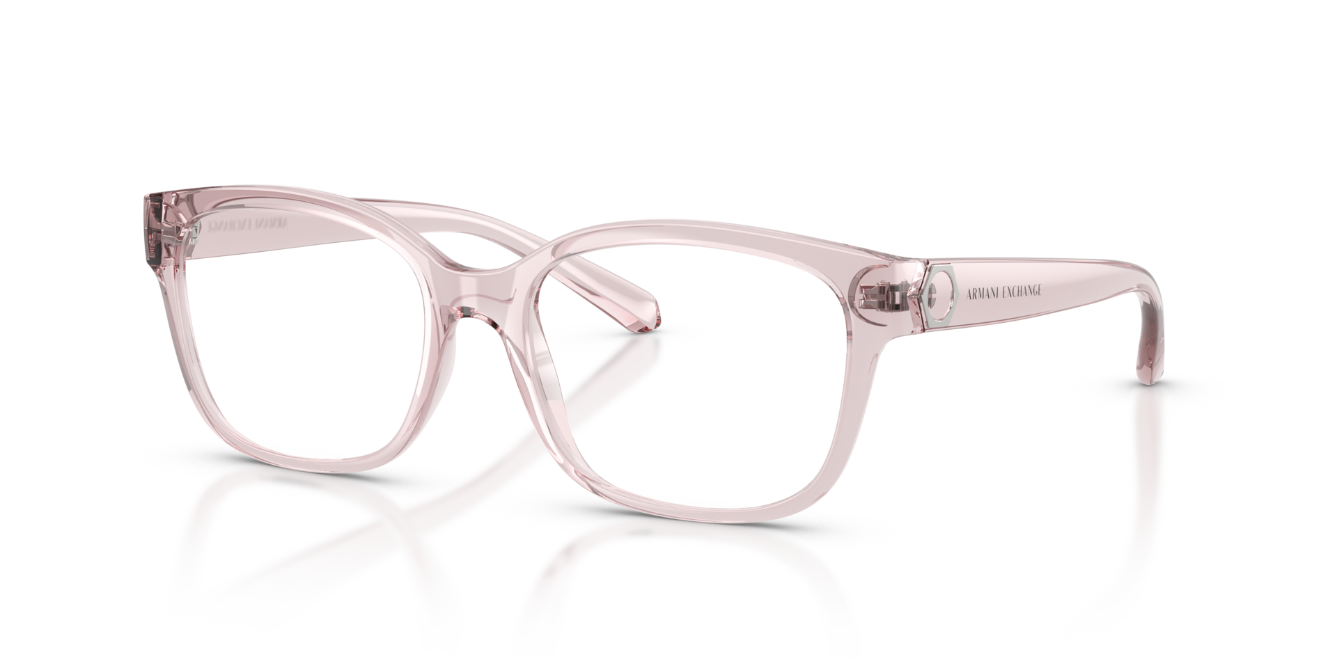 AX3098 Shiny Transparent Pink PlasticEyeglass Frames for Glasses Direct, Angle View