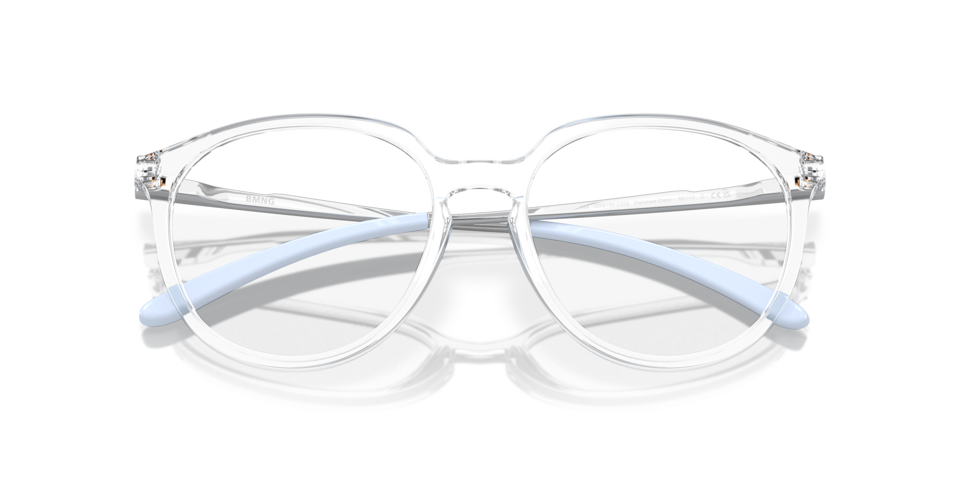 BMNG Polished Clear PlasticEyeglass Frames for Glasses Direct, Closed View