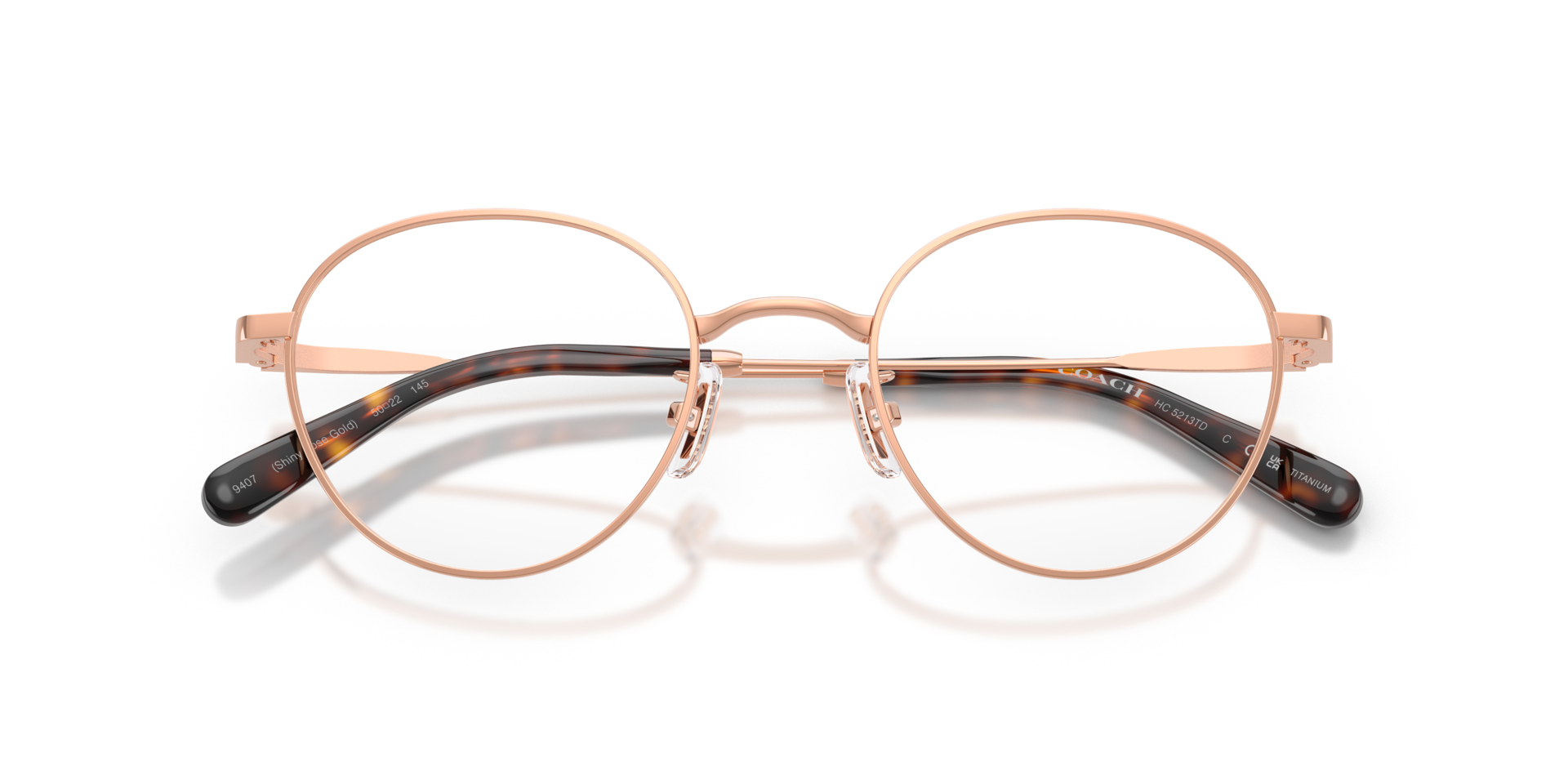 HC5213TD Shiny Rose Gold TitaniumEyeglass Frames for Glasses Direct, Closed View