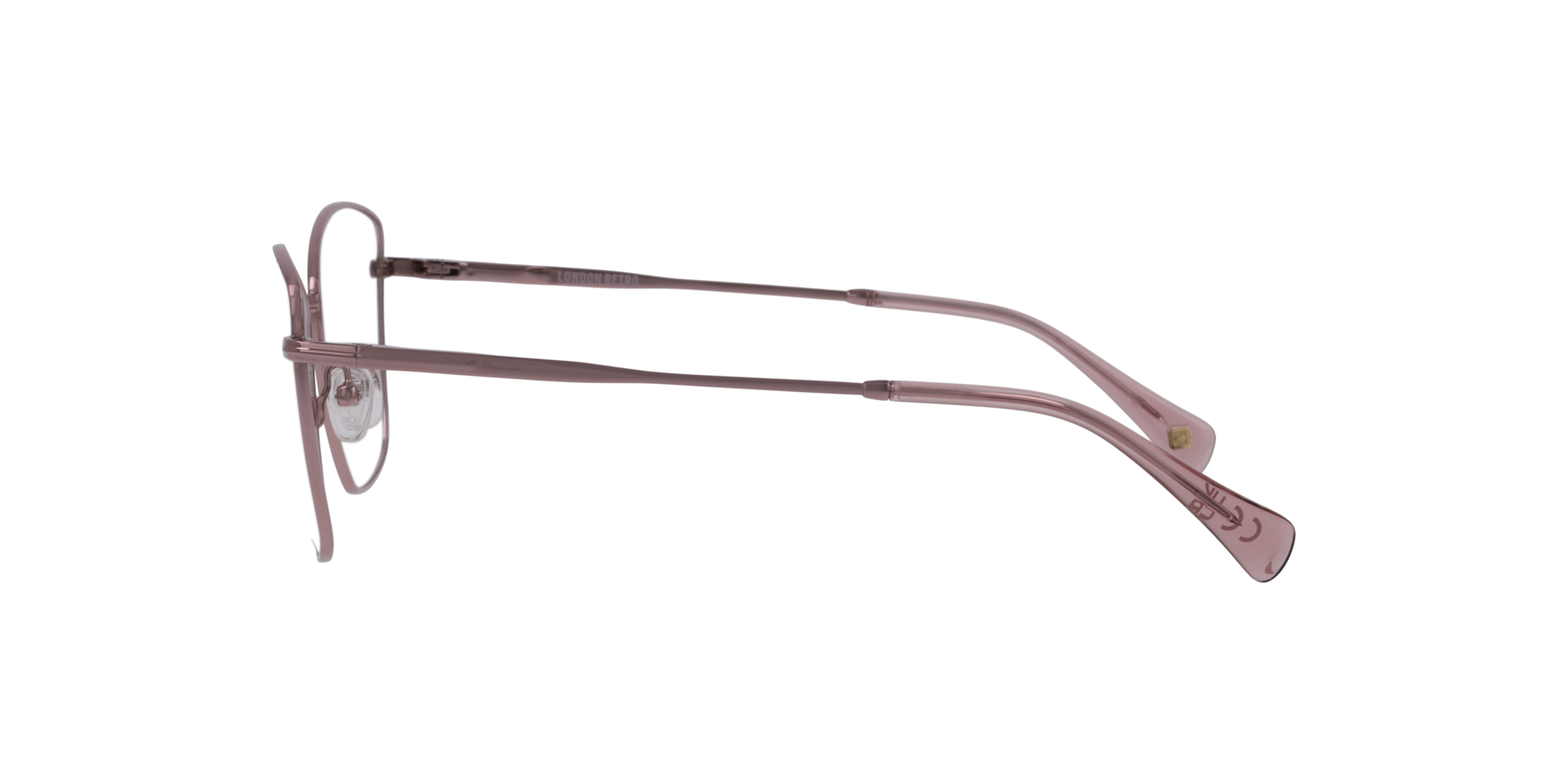 Merton Pink MetalEyeglass Frames for Glasses Direct, Side View