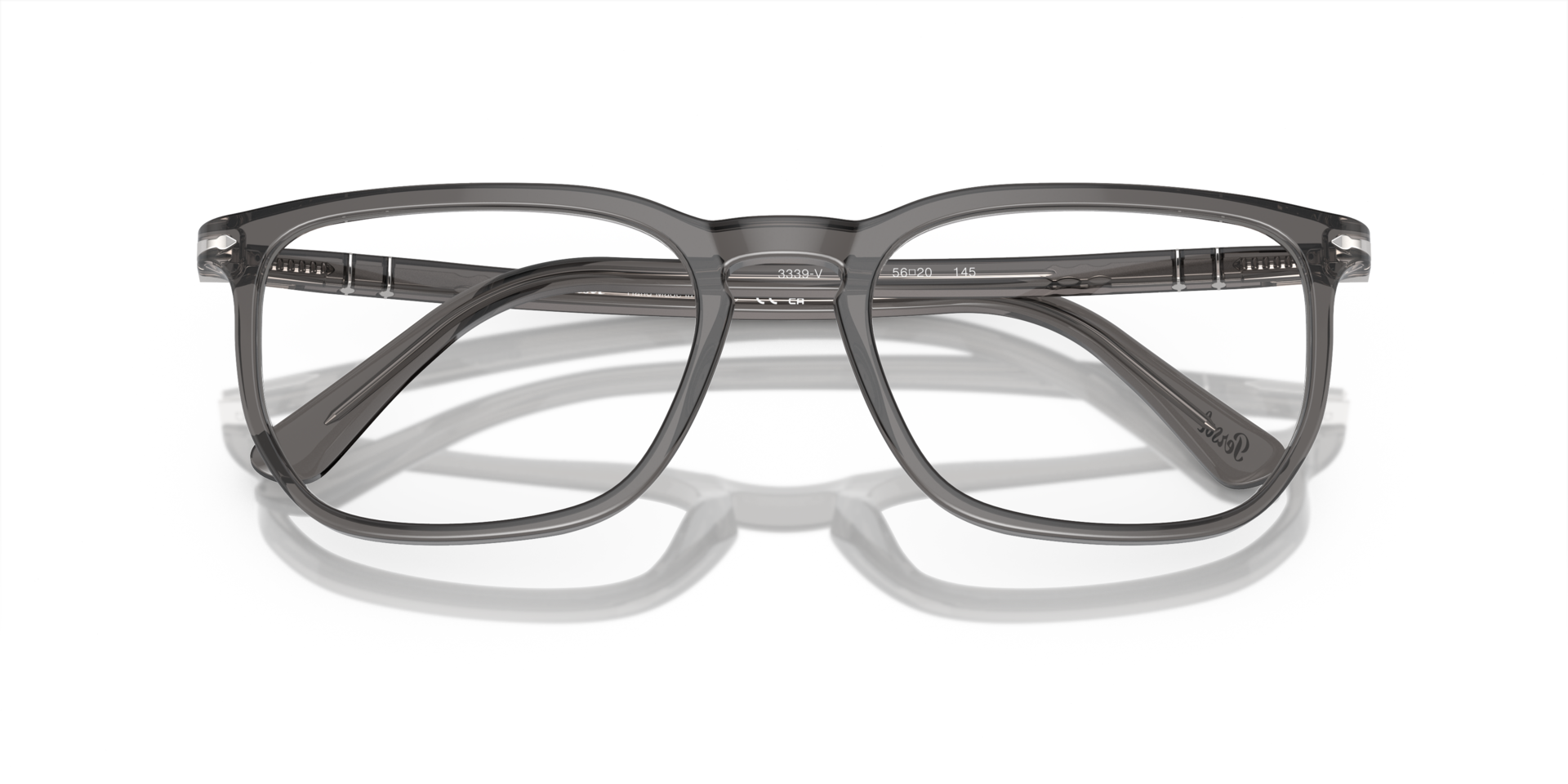 PO3339V Transparent Grey AcetateEyeglass Frames for Glasses Direct, Closed View