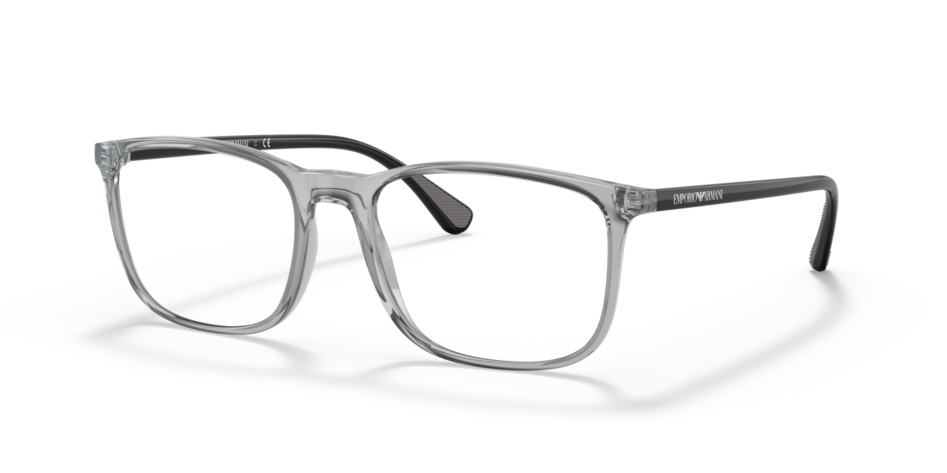 EA3177 Shiny Transparent Grey PlasticEyeglass Frames for Glasses Direct, Angle View