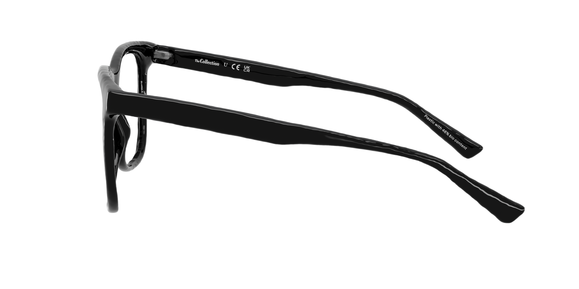 Marlowe Black PlasticEyeglass Frames for Glasses Direct, Side View