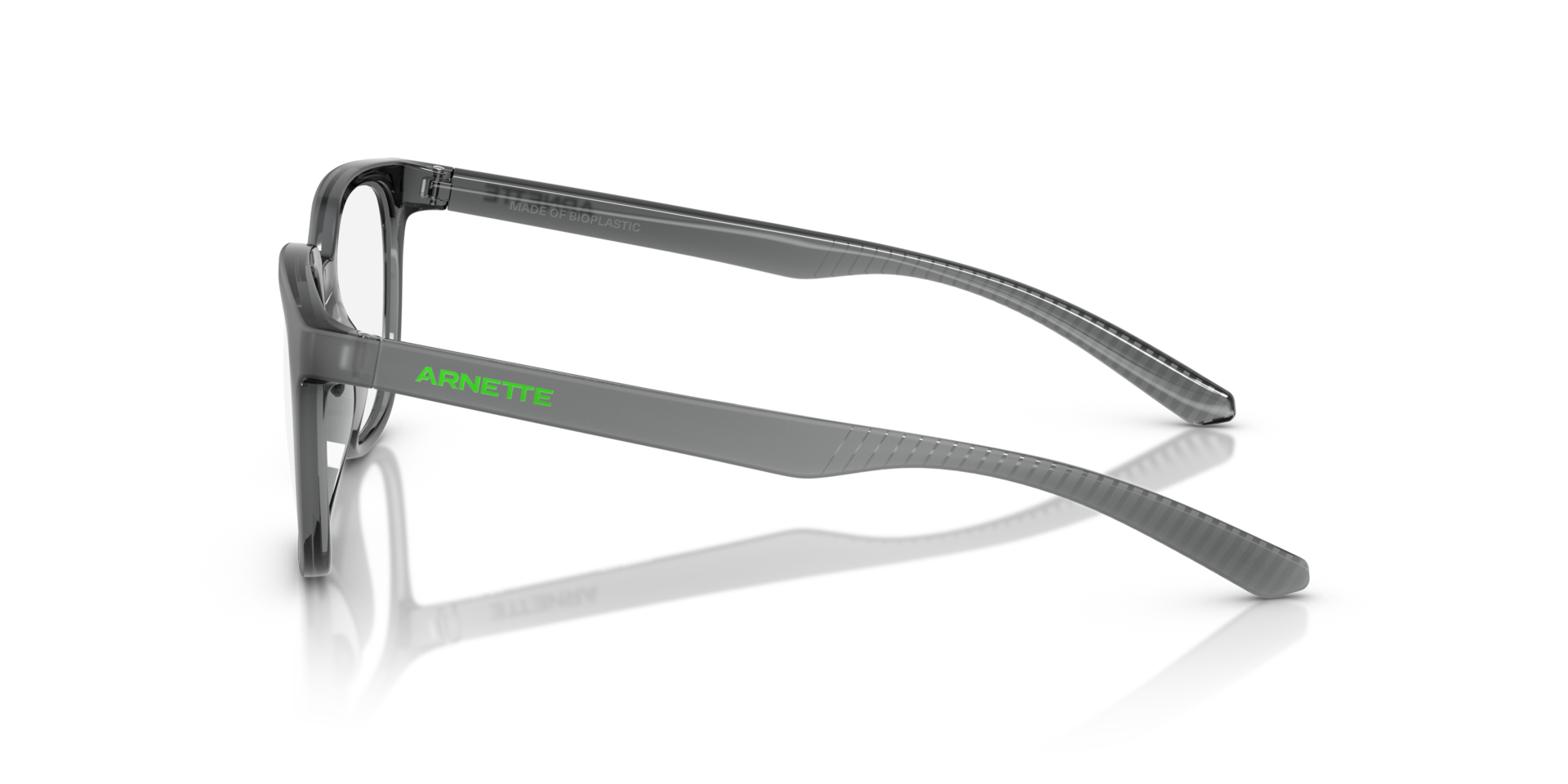 AN7263 Transparent Grey Matte & Shiny PlasticEyeglass Frames for Glasses Direct, Side View