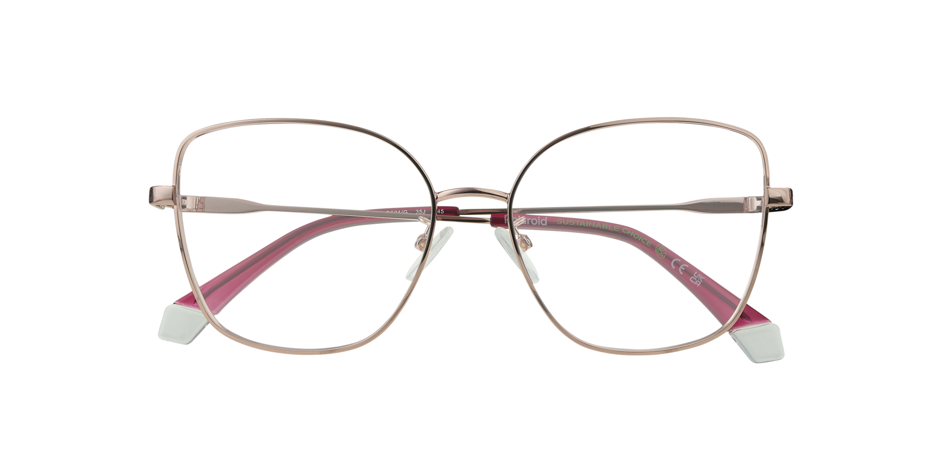 PLD D521/G Pink MetalEyeglass Frames for Glasses Direct, Closed View