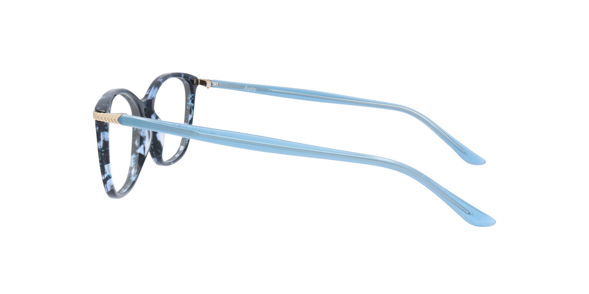 Anika Blue & Gold AcetateEyeglass Frames for Glasses Direct, Side View