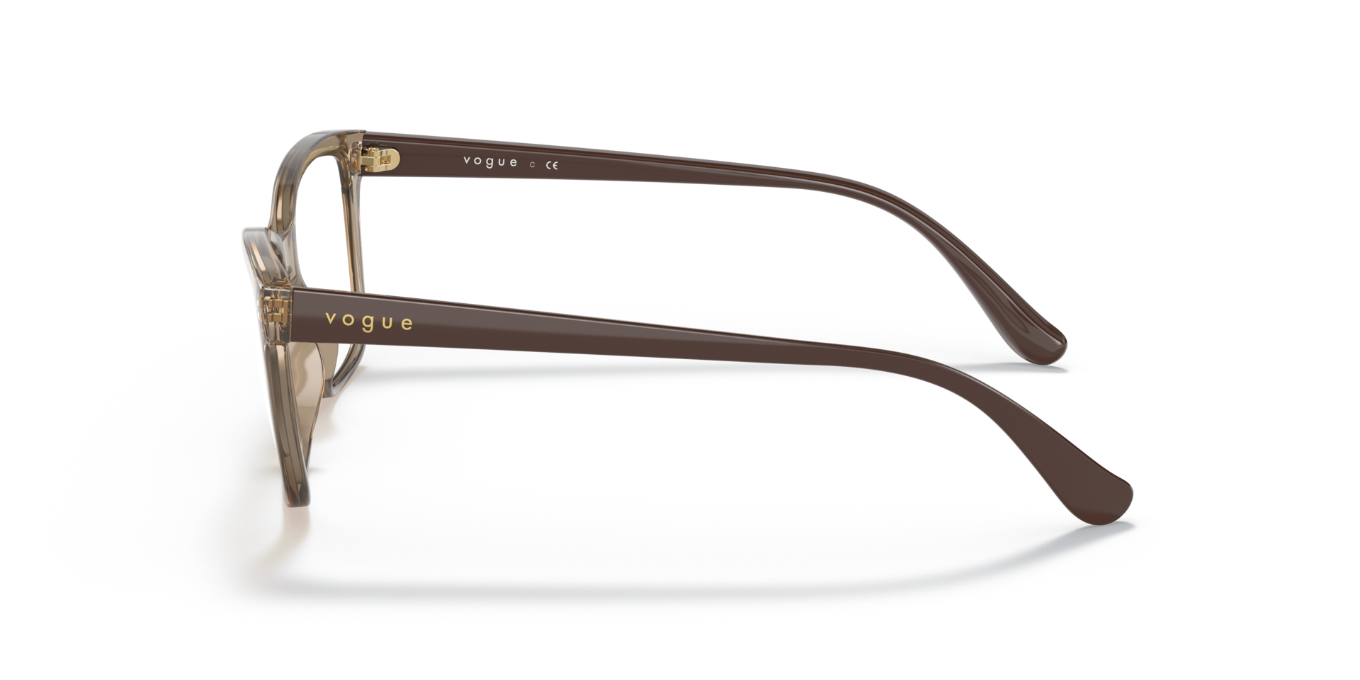 VO5420 Transparent Brown PlasticEyeglass Frames for Glasses Direct, Side View