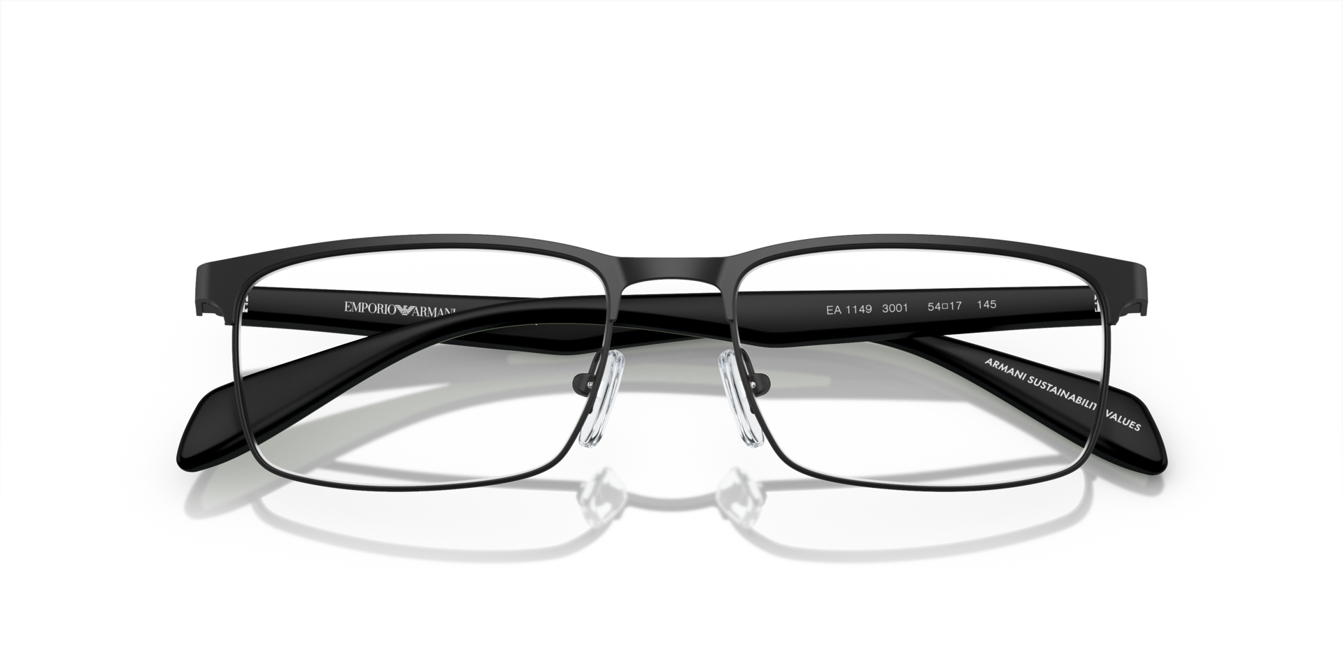 EA1149 Matte Black MetalEyeglass Frames for Glasses Direct, Closed View