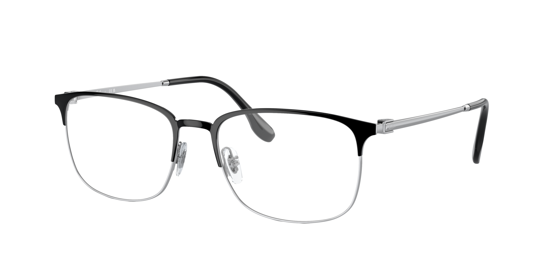 RB6494 Black On Silver MetalEyeglass Frames for Glasses Direct, Angle View