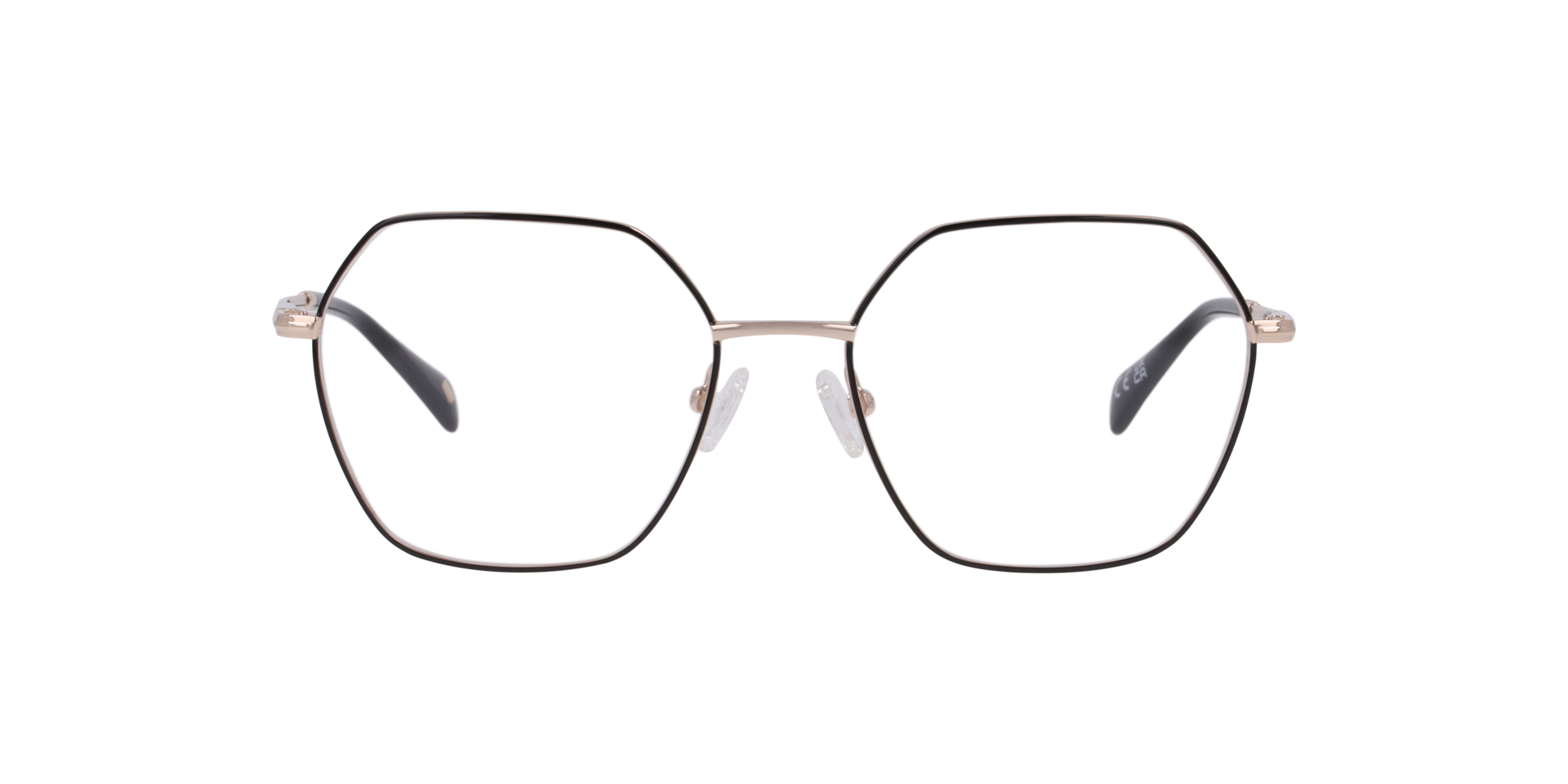 Mitcham Black On Gold MetalEyeglass Frames for Glasses Direct, Front View