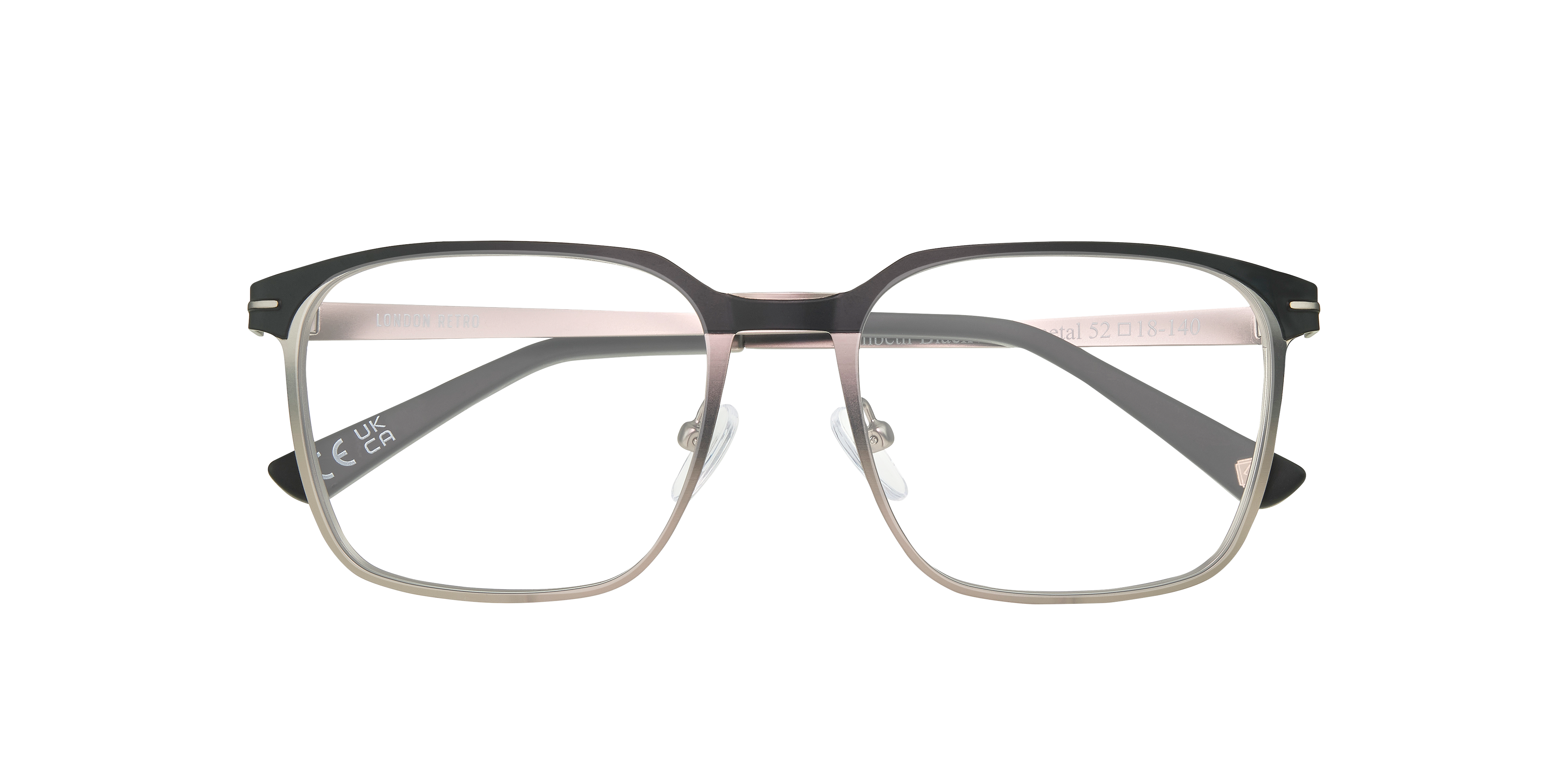 Lambeth Black & Gunmetal MetalSunglass Frames for Glasses Direct, Closed View