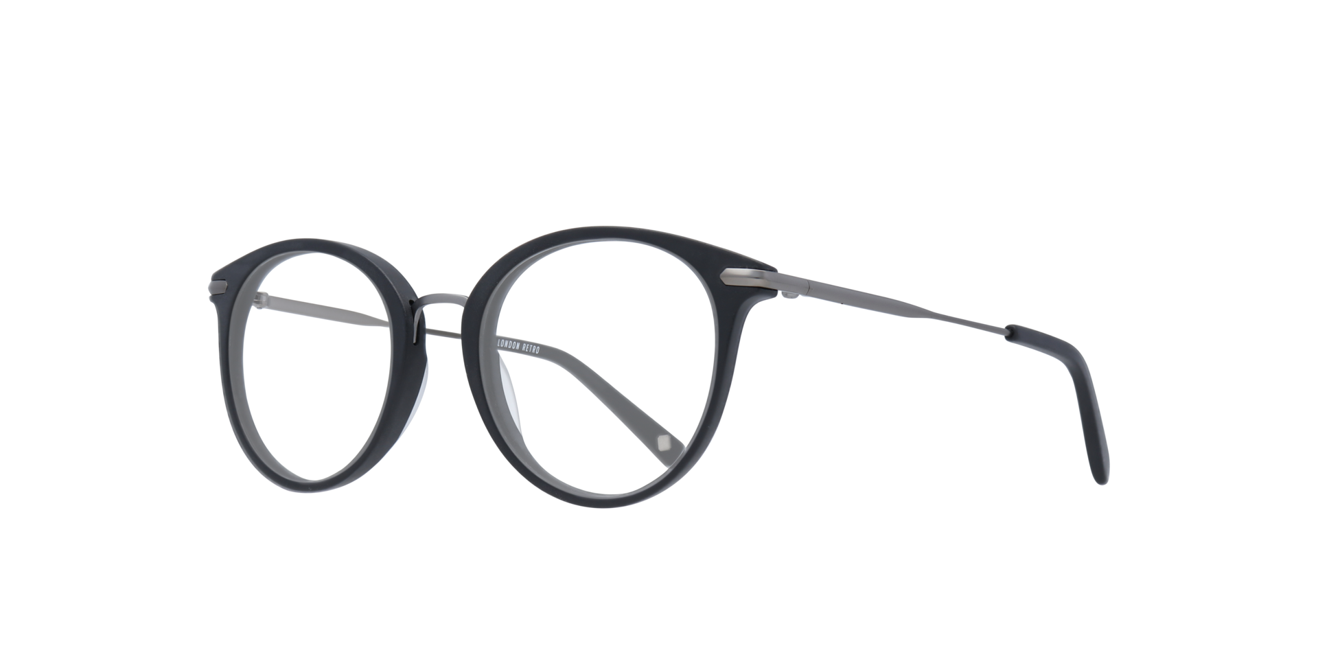 Bow Matte Black & Gunmetal AcetateEyeglass Frames for Glasses Direct, Angle View