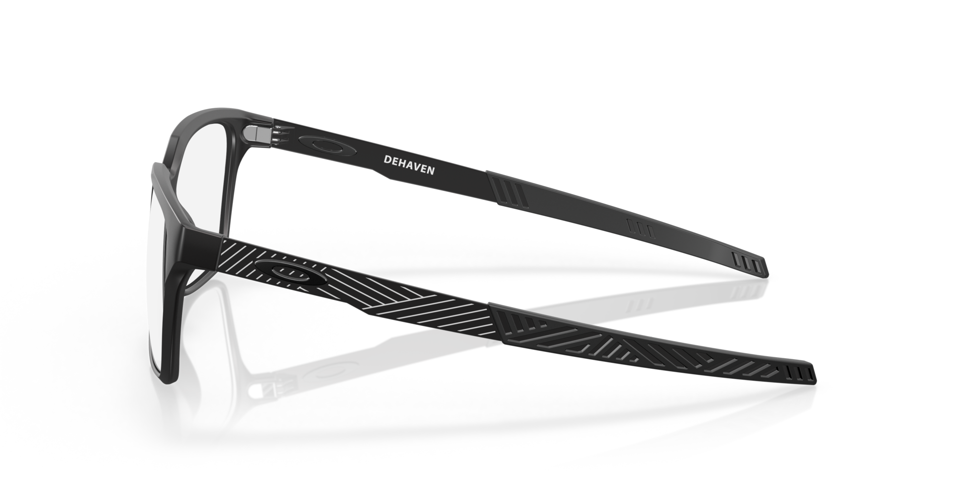 Dehaven Satin Black PlasticEyeglass Frames for Glasses Direct, Side View