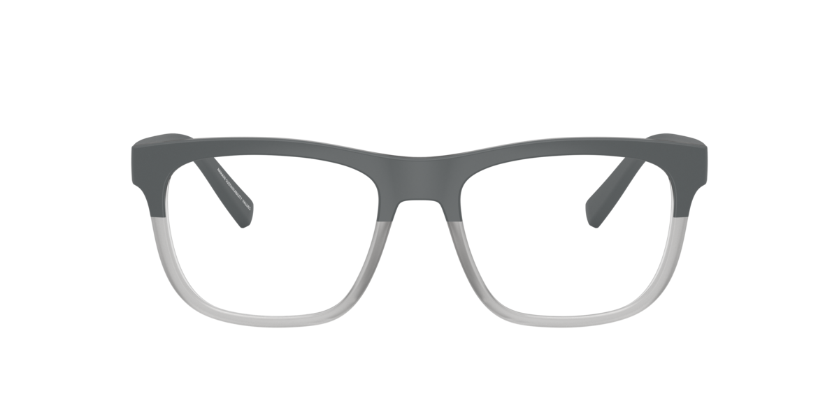 Armani Exchange Men's Matte Grey,Transparent Grey Matte Grey/Transparent Grey Square Plastic Eyeglasses Online - Full Rim - Ax3050