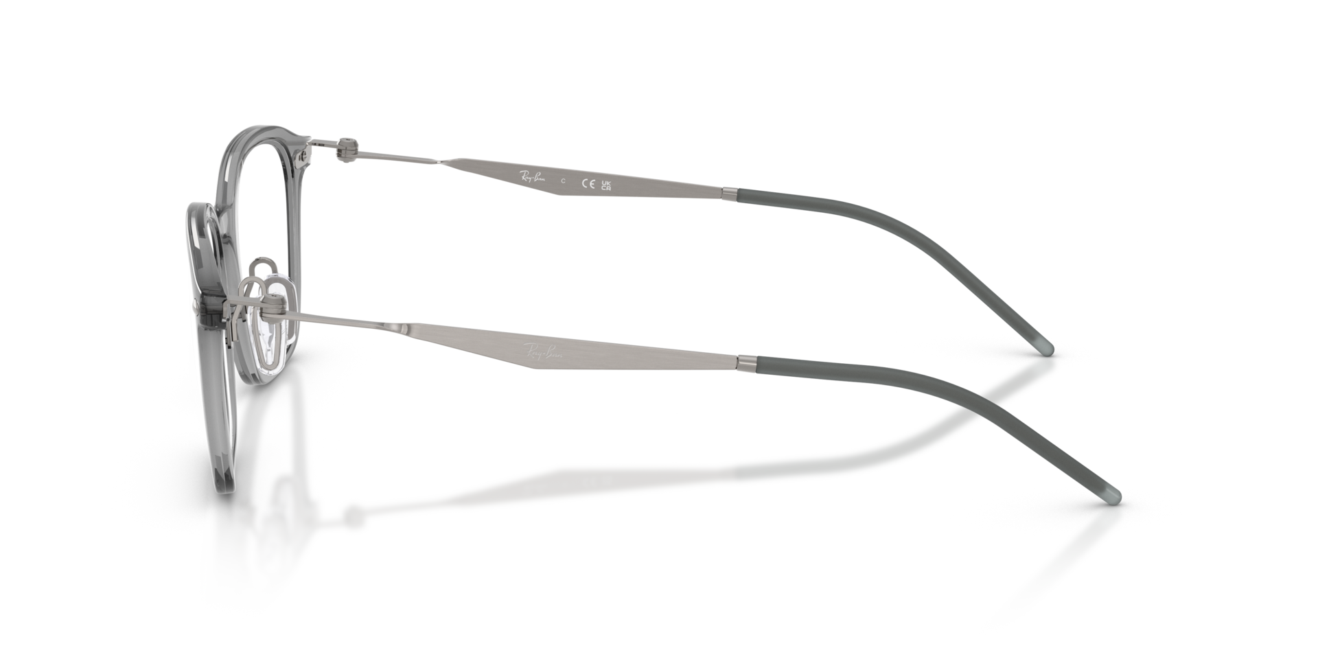 RB7555 Transparent Grey PlasticEyeglass Frames for Glasses Direct, Side View