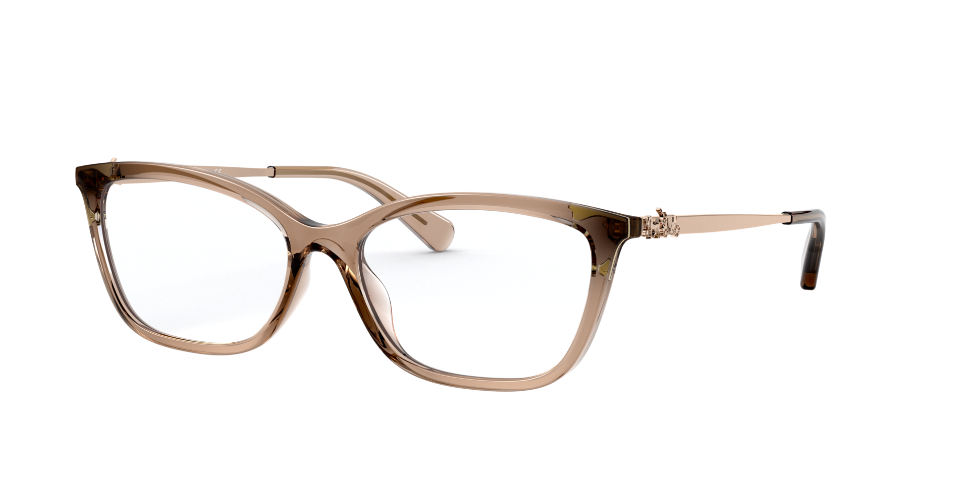 HC6146U Transparent Brown PlasticEyeglass Frames for Glasses Direct, Angle View