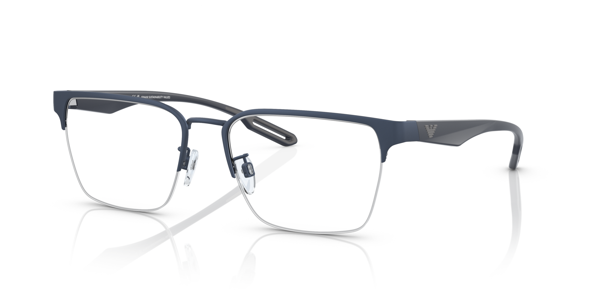 EA1137 Matte Blue MetalEyeglass Frames for Glasses Direct, Angle View