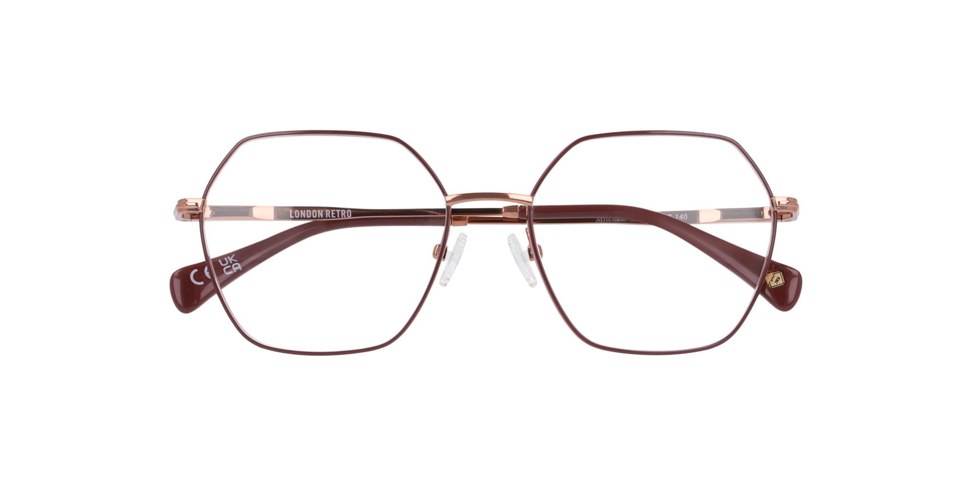 Mitcham Burgundy On Bronze MetalEyeglass Frames for Glasses Direct, Closed View