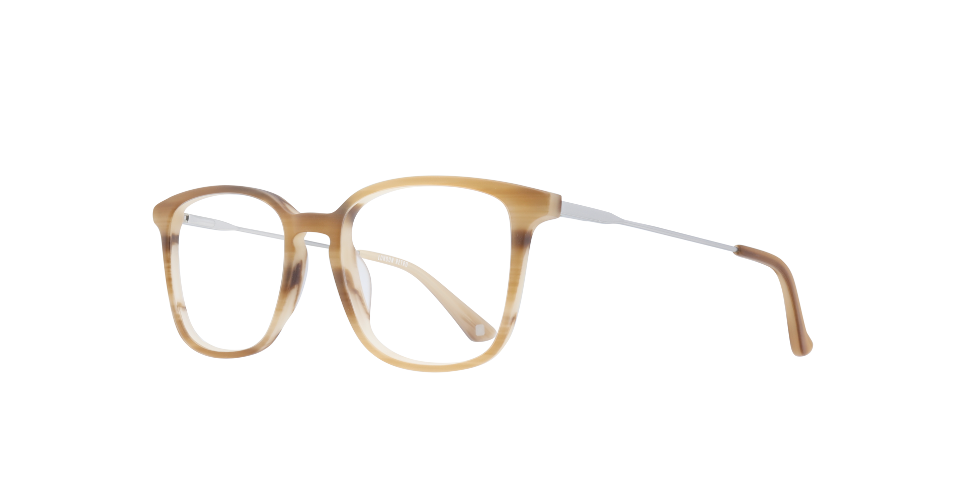Baker Brown Horn & Silver AcetateEyeglass Frames for Glasses Direct, Angle View
