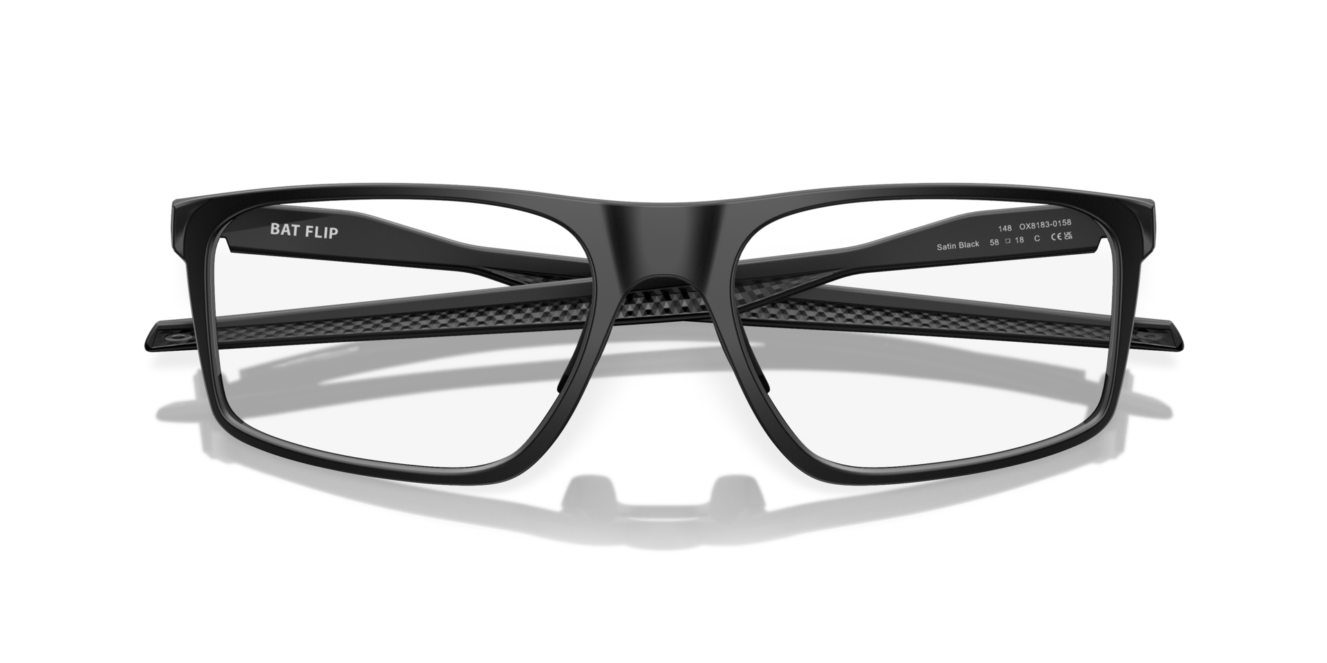 Bat Flip Satin Black PlasticEyeglass Frames for Glasses Direct, Closed View