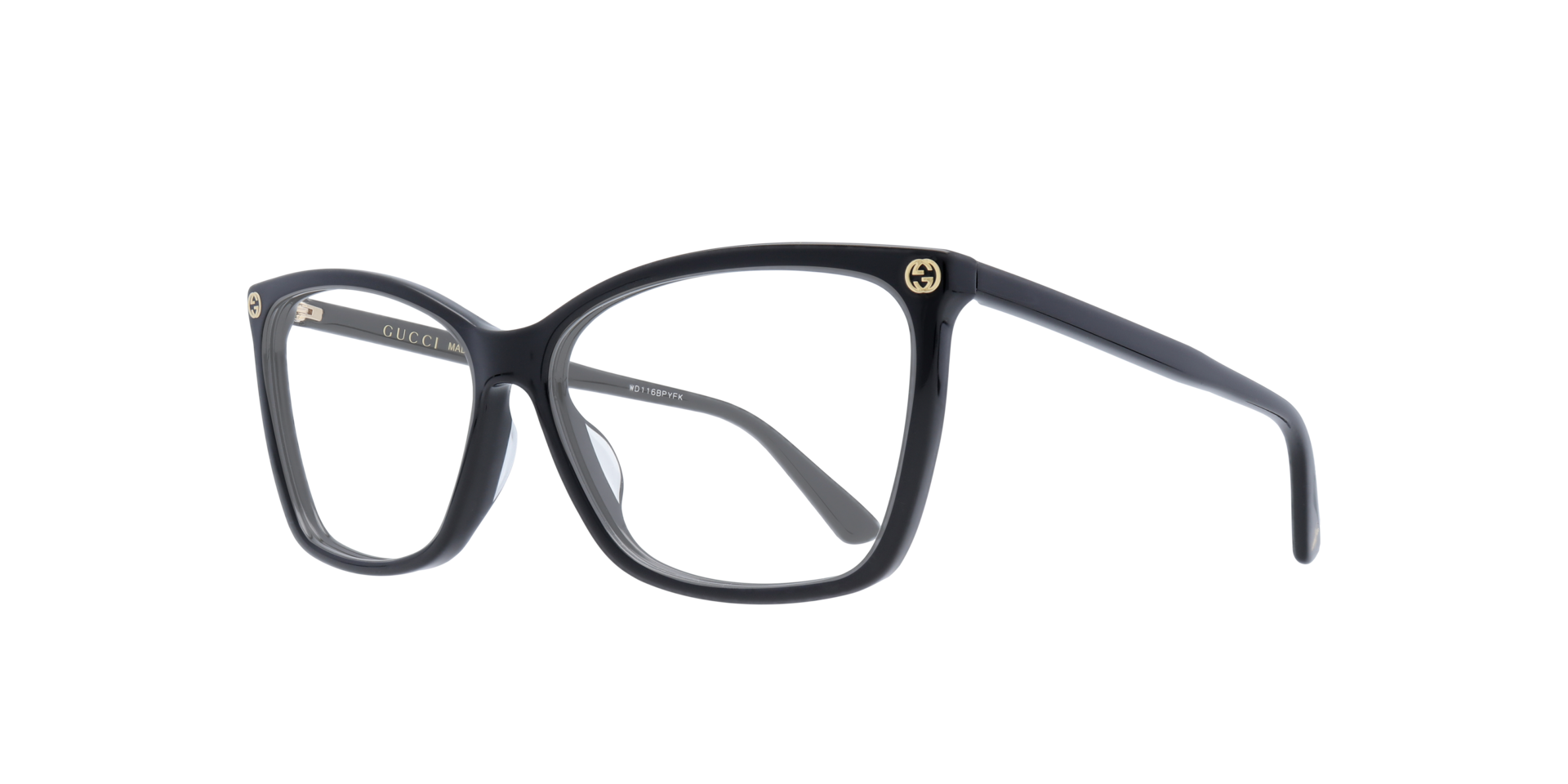 GG0025O Black Shiny AcetateEyeglass Frames for Glasses Direct, Angle View