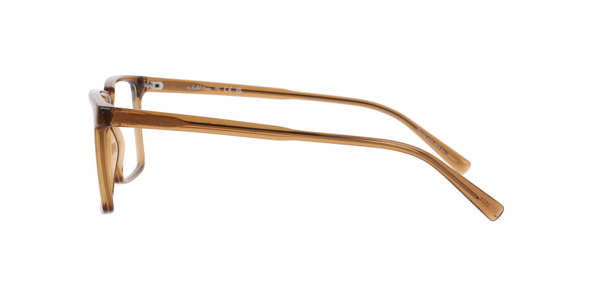 Nori Transparent Brown PlasticEyeglass Frames for Glasses Direct, Side View