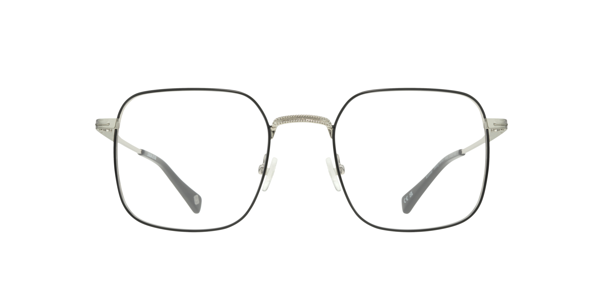 Kensal Shiny Silver & Black MetalEyeglass Frames for Glasses Direct, Front View