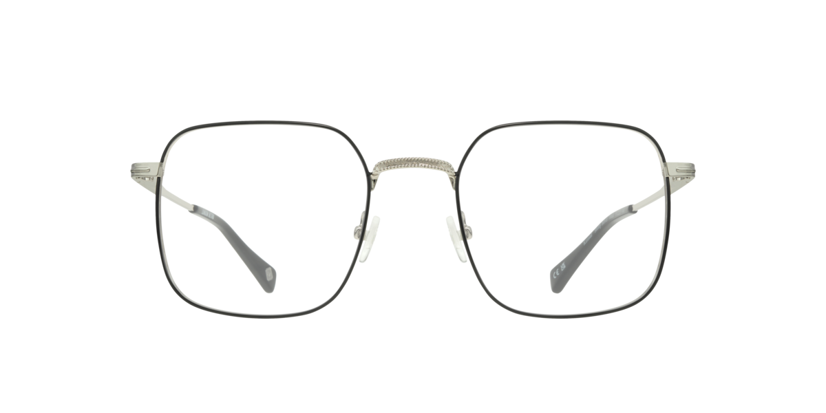 Shiny Silver/Black square Metal eyeglasses Online - Full Rim - Kensal
