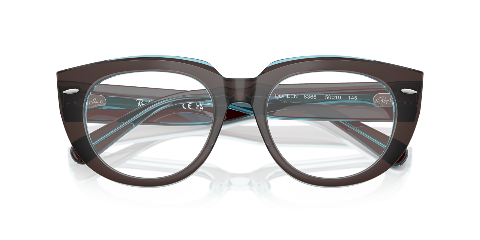 Doreen Optics Brown On Transparent Blue AcetateEyeglass Frames for Glasses Direct, Closed View