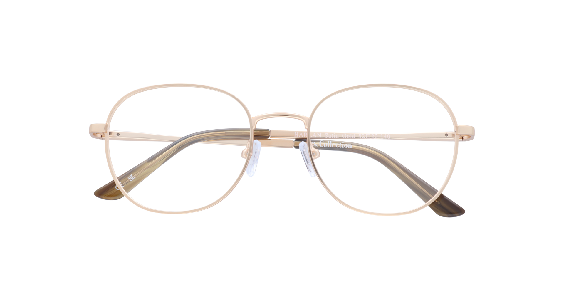 Harlan Satin Gold MetalEyeglass Frames for Glasses Direct, Closed View
